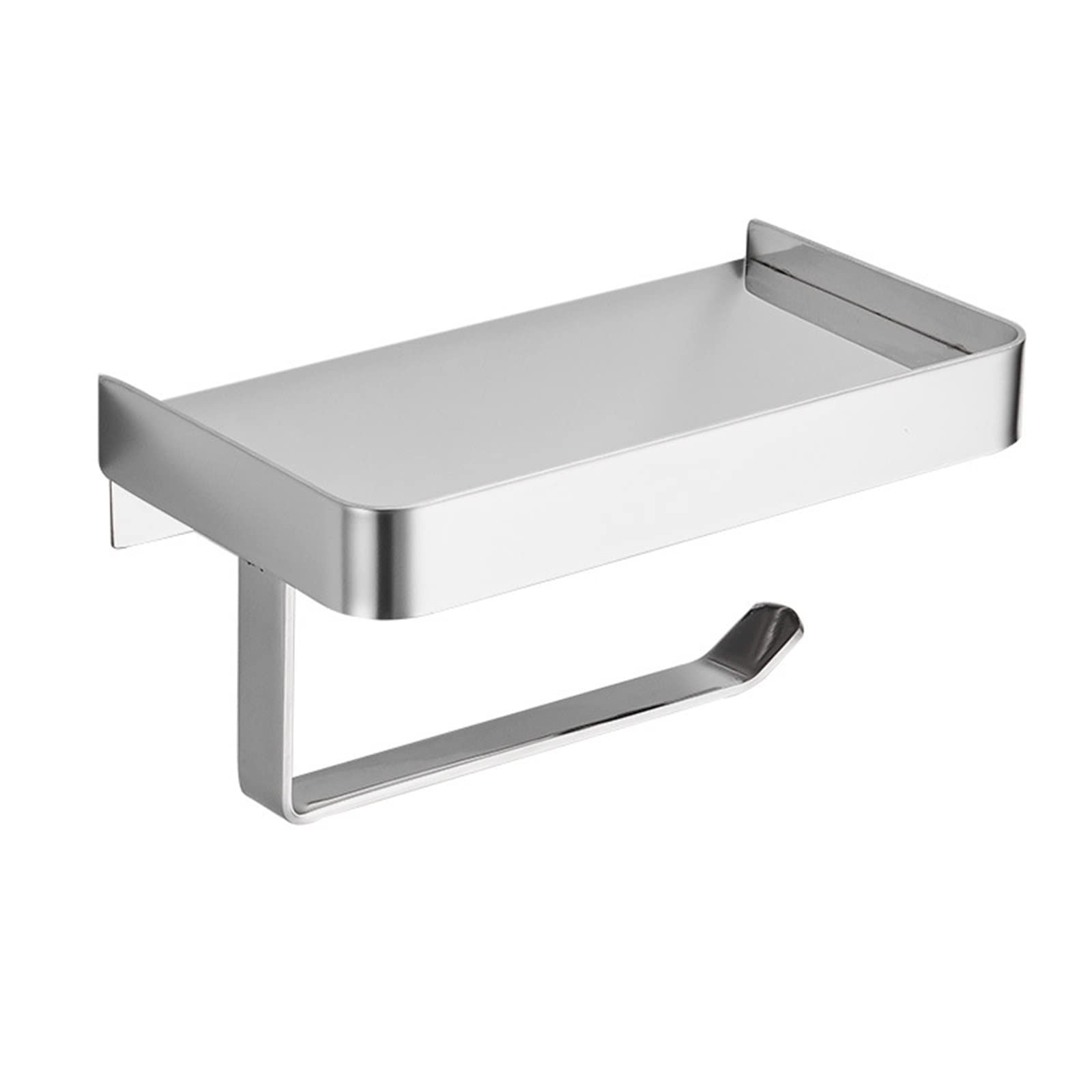 Stainless Steel Paper Towel Holder & Toilet Paper Roll Hanger with Phone Shelf - Bathroom & Kitchen Organizer for Countertop Space Saving
