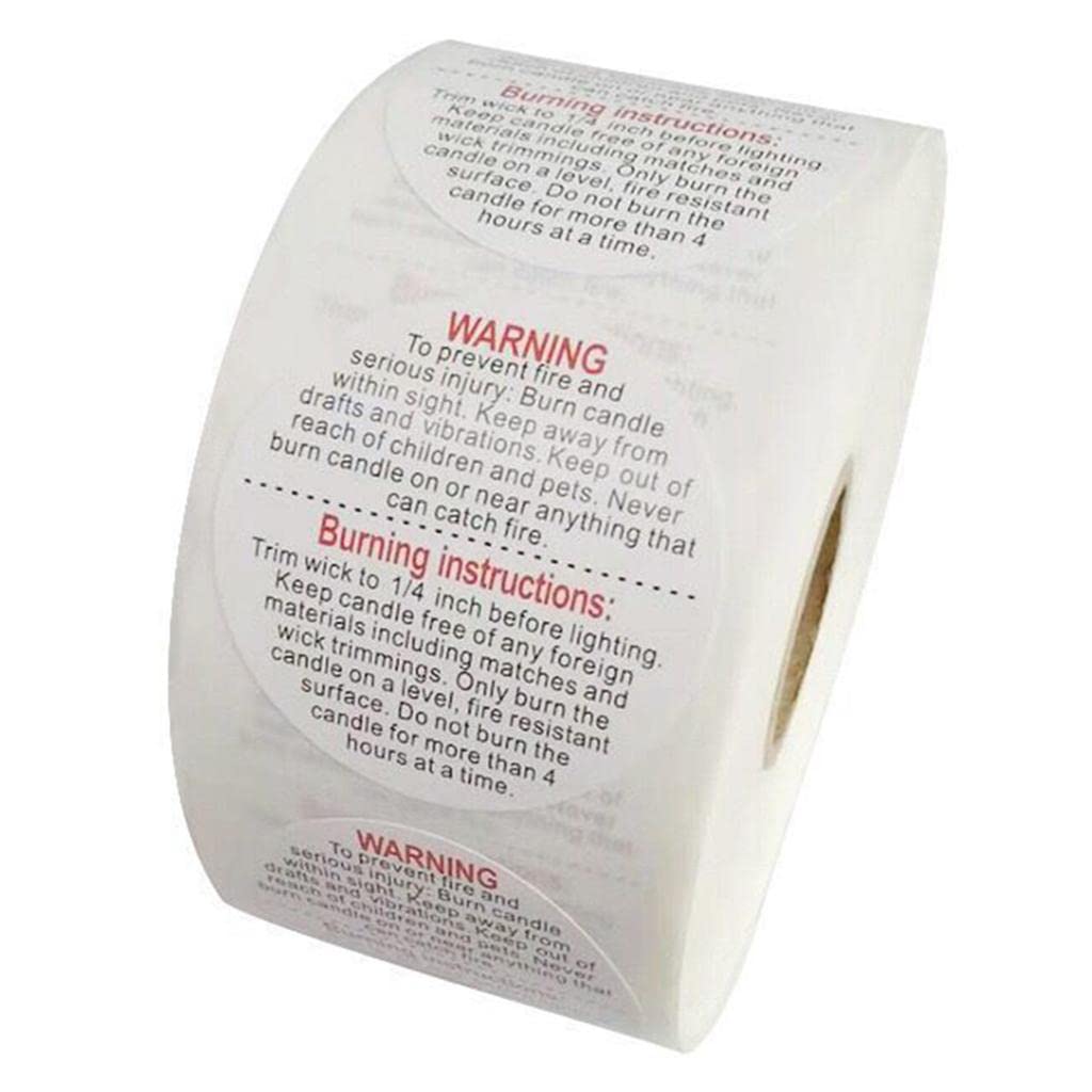 500Pc Round Candle Warning Stickers - Safety Wax Melt Labels for DIY Candle Making, Soap Crafting & Home Arts | Perfect for Candle Packaging, Gift Bags & Craft Projects | Fire Hazard Warning Labels for Safe Candle Use