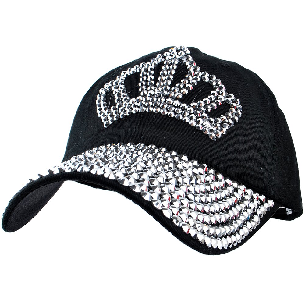 Sparkling Rhinestone Crown Baseball Cap for Women - Adjustable Denim Golf Hat with Jeans Wash Design | Perfect for Casual Wear, Golfing & Outdoor Activities