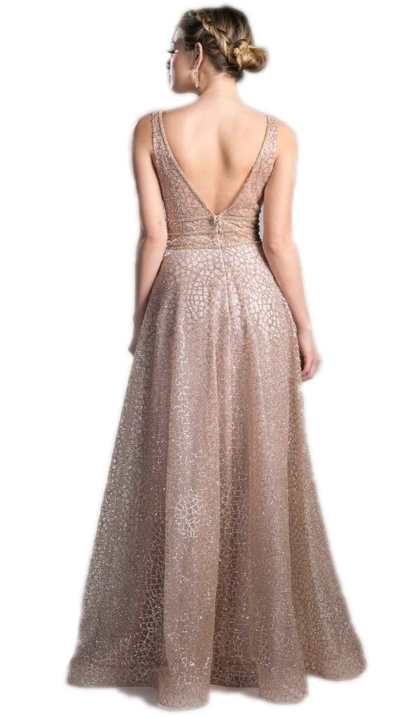 Elegant Meier Women's Glitter Tulle Double V-Neck A-Line Prom Formal Gown for Homecoming, Evening Party & Special Occasions