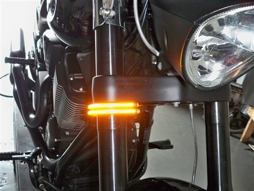 Victory Hammer 56mm Fork LED Turn Signal Light Bars - Double Stack Clear Lens for Enhanced Visibility & Safety - Perfect for Motorcycle Customization & Night Riding