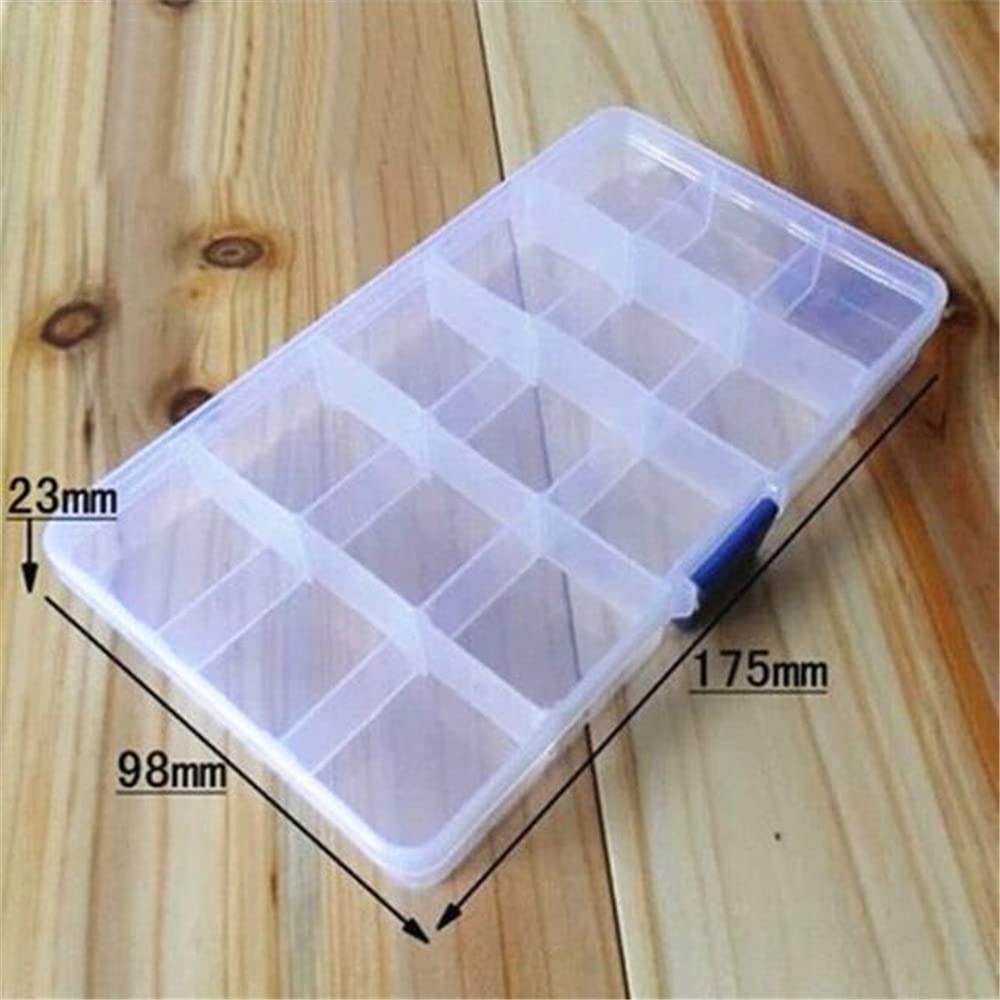 15-Slot Adjustable Plastic Fishing Tackle Box - Durable Lure Hook Storage Organizer Case for Fishing Gear & Accessories - Perfect for Outdoor Fishing, Camping, and Boat Trips
