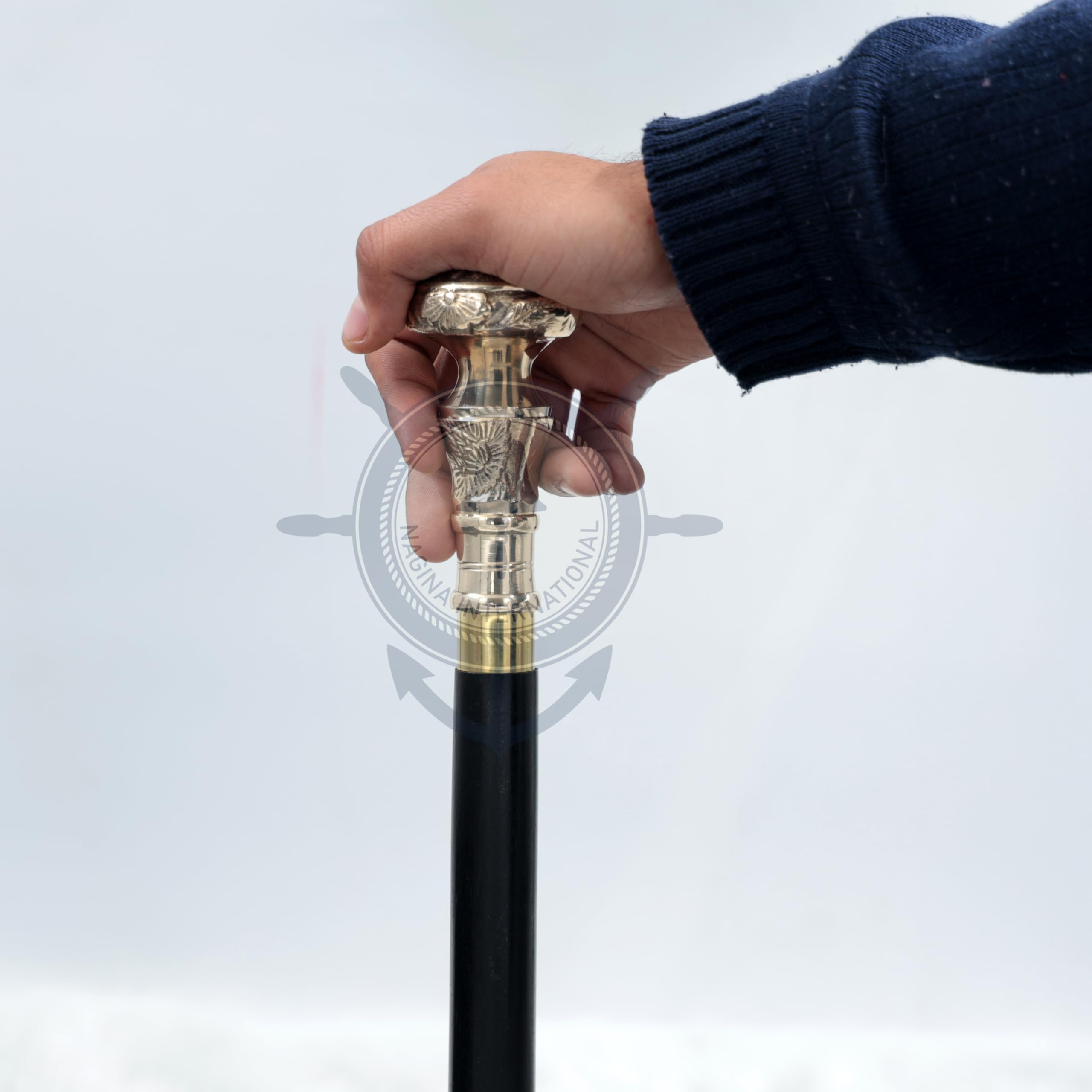 Premium Aluminum & Brass Rosewood Walking Cane - Adjustable Full Size Walking Stick for Men & Women - Ideal for Hiking, Fashion Accessory & Elderly Support