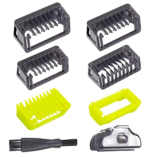 Norelco One Blade Replacement Guards - Compatible with QP2520, QP2530, QP2630, QP2620, QP2510, QP2521, QP2522, QP2531, QP6510 - Includes 1mm, 2mm, 3mm & 5mm Guide Combs - Perfect for Beard Trimming, Styling & Grooming at Home or Travel