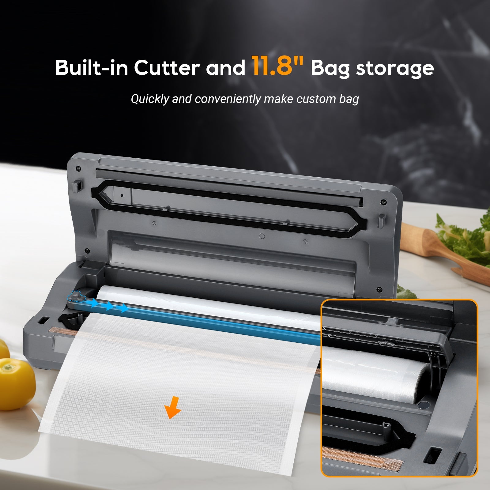 INK VS06 Vacuum Sealer Machine for Food Preservation - Compact & Powerful Home Kitchen Appliance for Sous Vide, Meal Prep, and Long-Term Food Storage