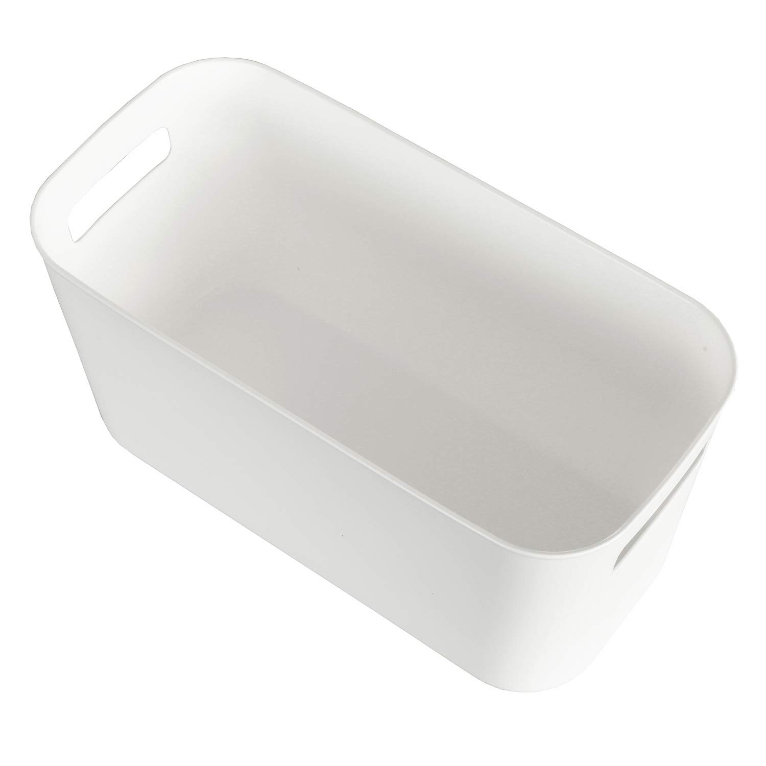 Yopay 6-Pack White Plastic Storage Bins with Handles for Shelves & Pantry Organization - Perfect for Hand Soaps, Body Wash, Shampoos, Lotions, Towels, Cosmetics, Snacks & Spices | Ideal for Bathroom, Kitchen & Closet Storage