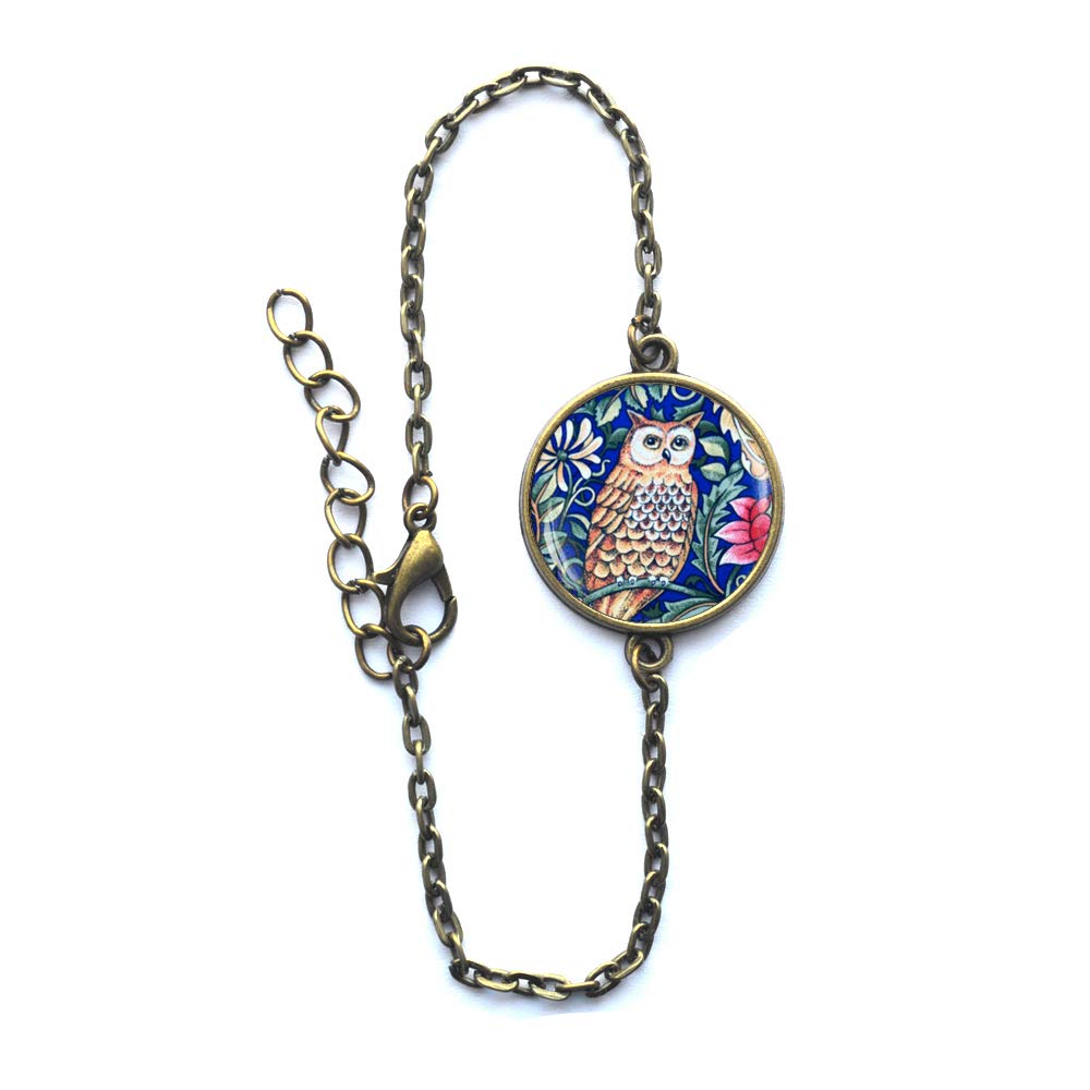 Blue Owl Bracelet - Handmade Victorian Art Jewelry, Elegant Owl Bangle for Women | Perfect Gift for Nature Lovers, Boho Style Accessory for Everyday Wear & Special Occasions