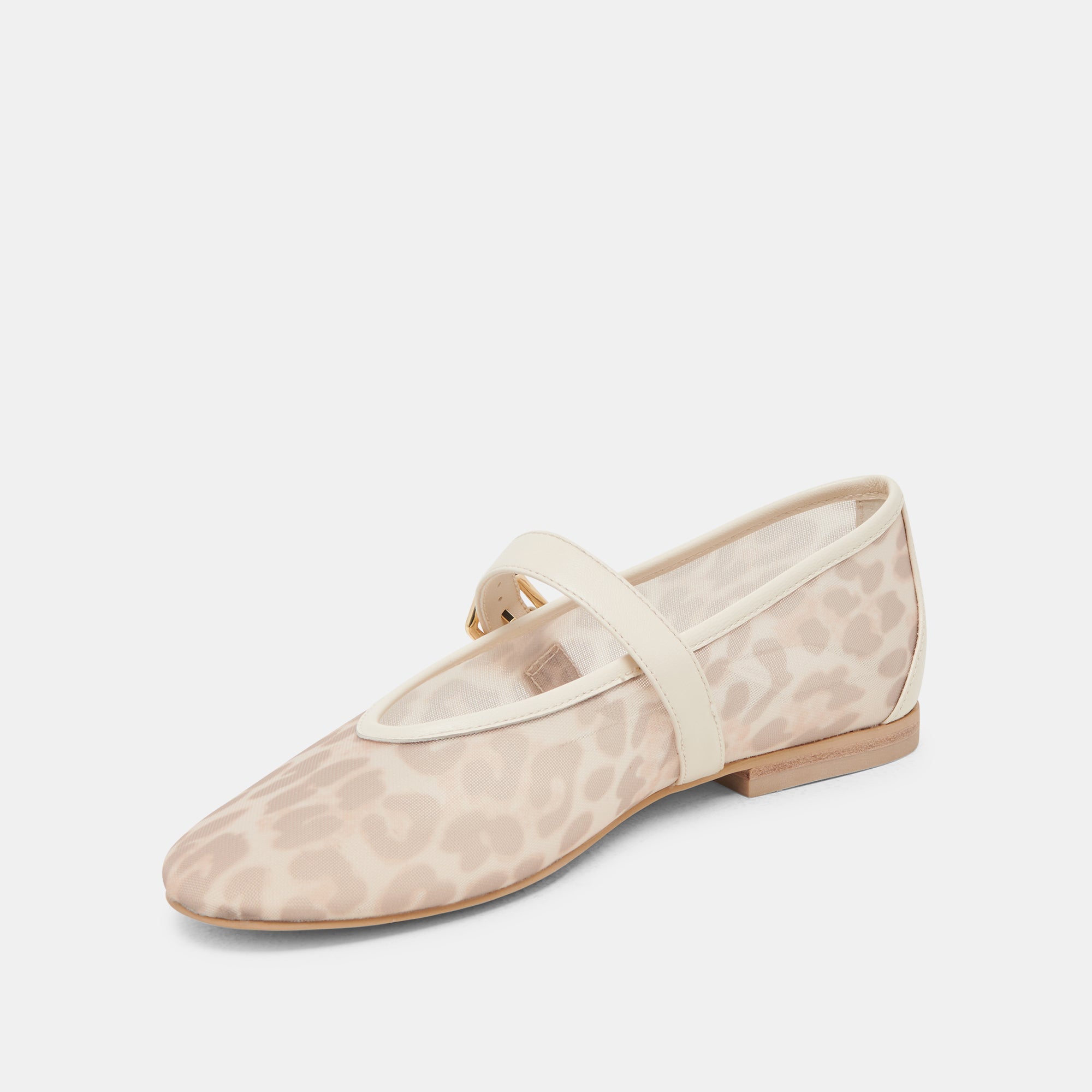 ROSLYN Women's Ballet Flats - White Leopard Print Mesh Comfortable Slip-On Shoes for Casual Wear, Office & Dance