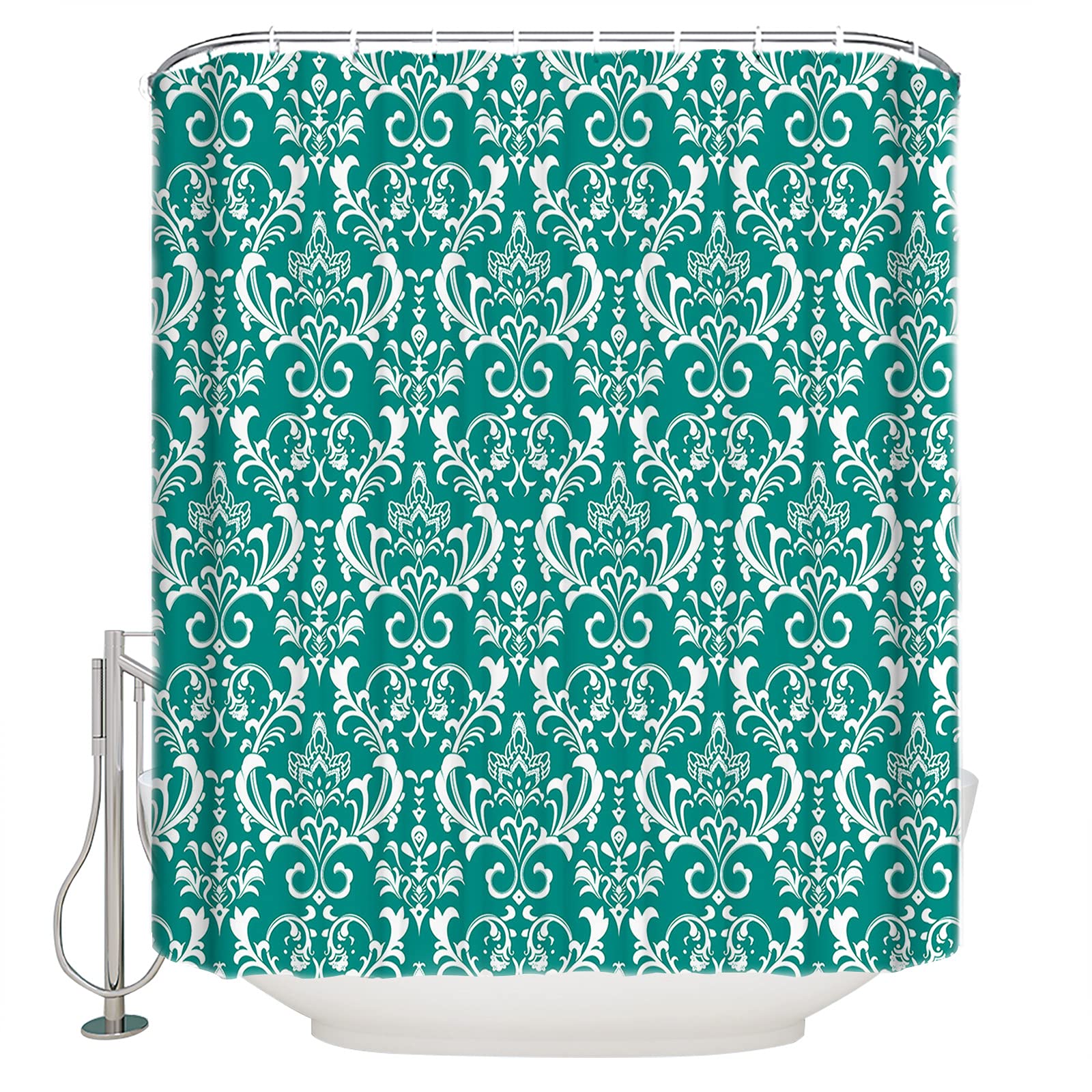 12-Hook European Floral Shower Curtain Liner - Durable 72
