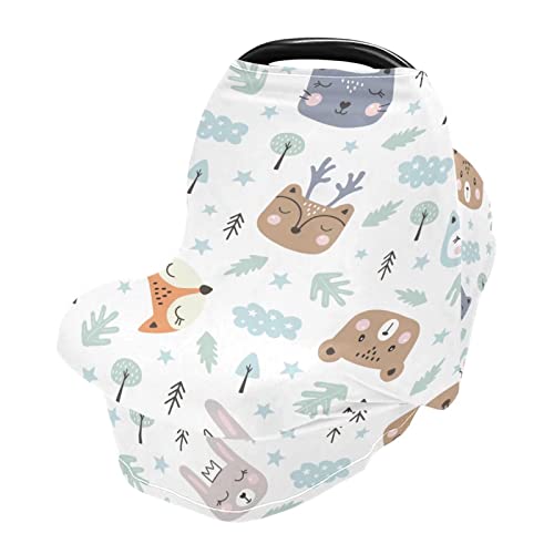 9CH Soft Baby Car Seat Cover & Nursing Scarf - Breathable Infant Stroller Canopy for Breastfeeding, Baby Shower Gift for Boys & Girls | Perfect for Travel, Shopping & Outdoor Activities