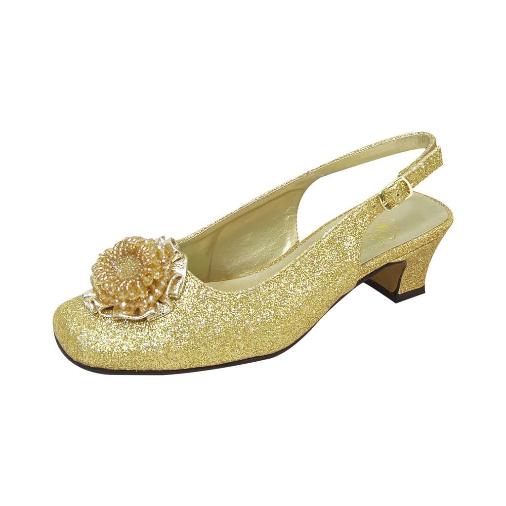 Floral Dara Women's Wide Width Comfortable Dress Slingback Shoes - Perfect for Weddings, Parties & Office Wear