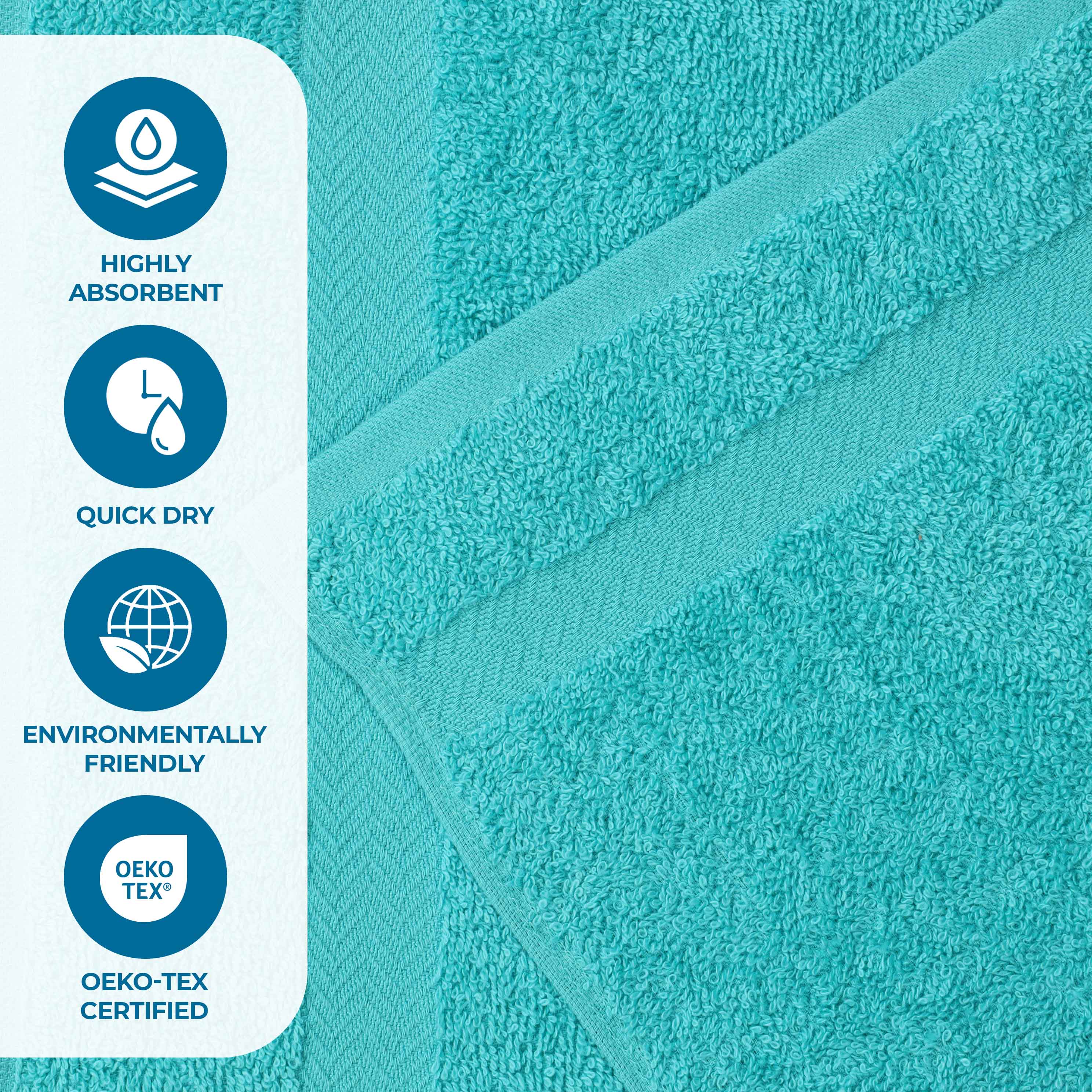 Franklin 100% Cotton Eco-Friendly Bath Towel Set - 12 Piece Soft Absorbent Towels for Bathroom, Spa & Gym Use