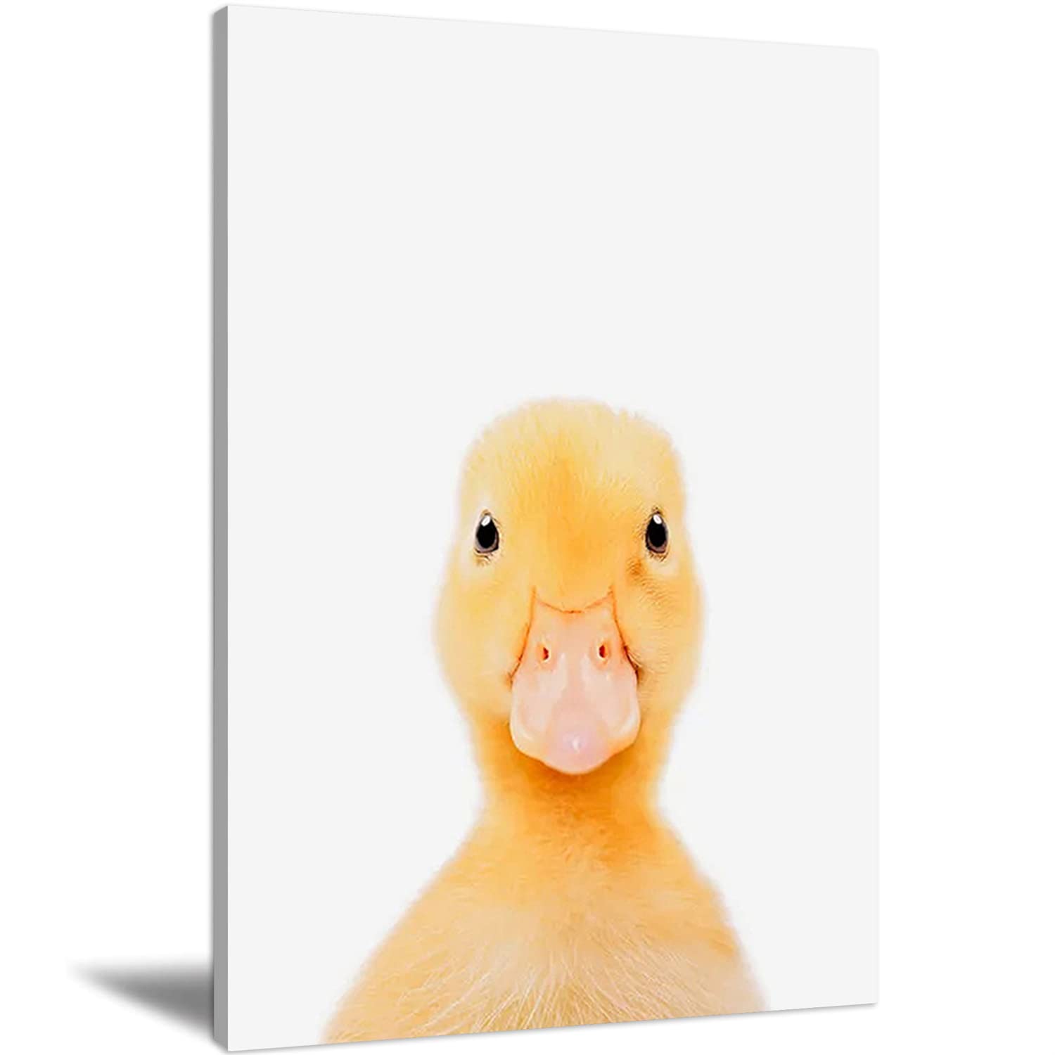 Yellow Duck Framed Canvas Wall Art - Modern Abstract Oil Painting for Home Decor - Ready to Hang 24x36 Inch - Perfect for Living Room, Bedroom & Nursery Animal Theme Decor