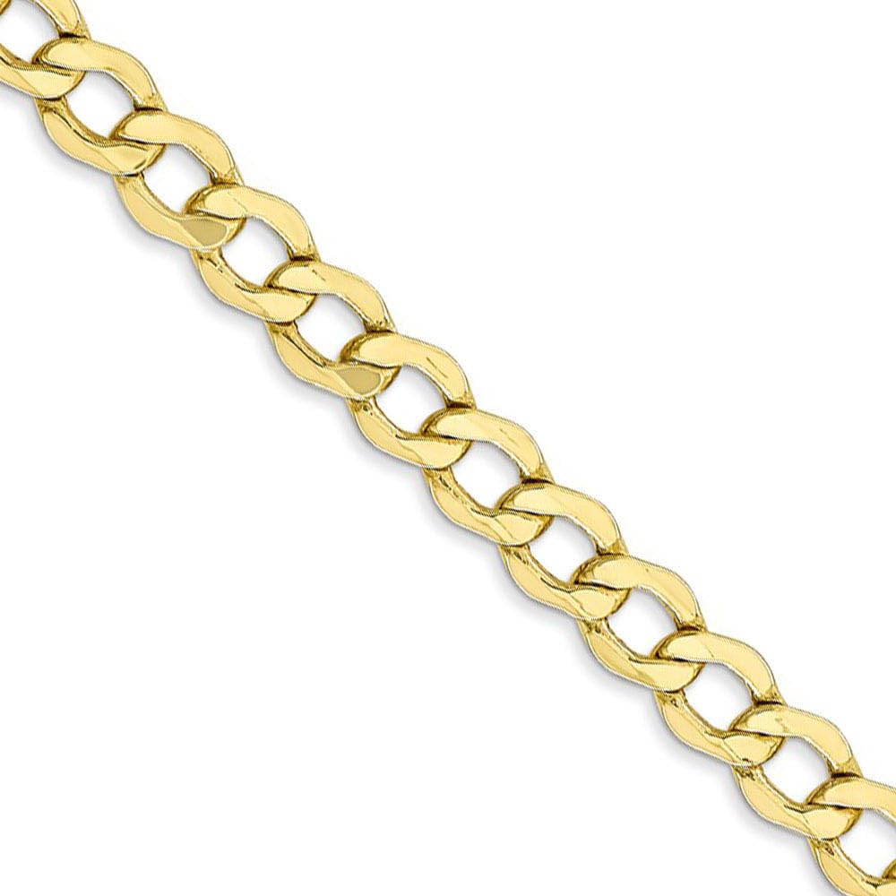 The Black Bow 5.25mm 10k Yellow Gold Hollow Curb Link Chain Necklace - Perfect for Layering, Gifting, and Everyday Elegance