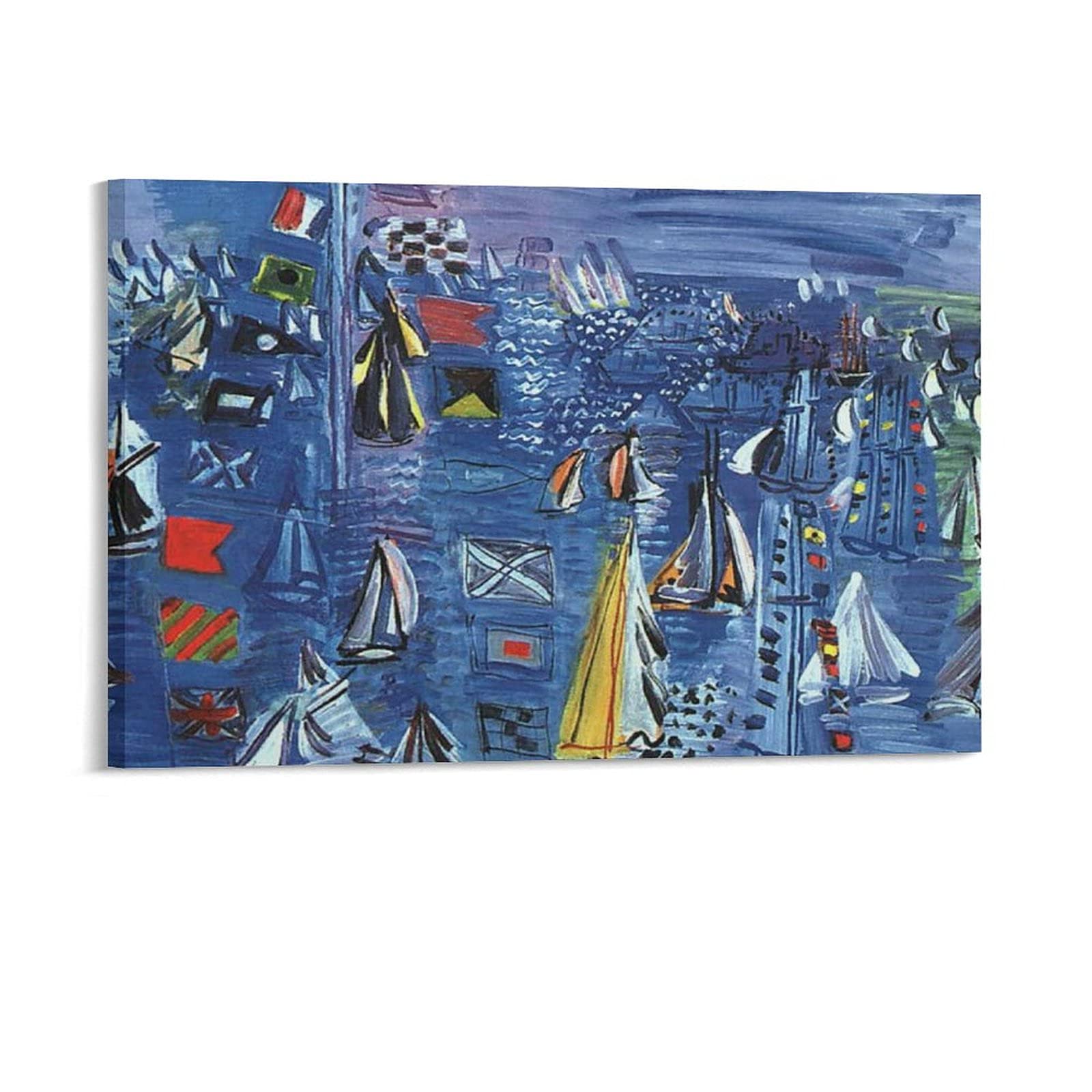 Raoul Dufy Regatta at Cowes Canvas Art Print - 20x30cm (8x12in) Sports Landscape Wall Decor for Bedroom, Office & Living Room - Perfect Gift for Art Lovers & Sailing Enthusiasts | Home Decor, Housewarming Present, Wall Art Display