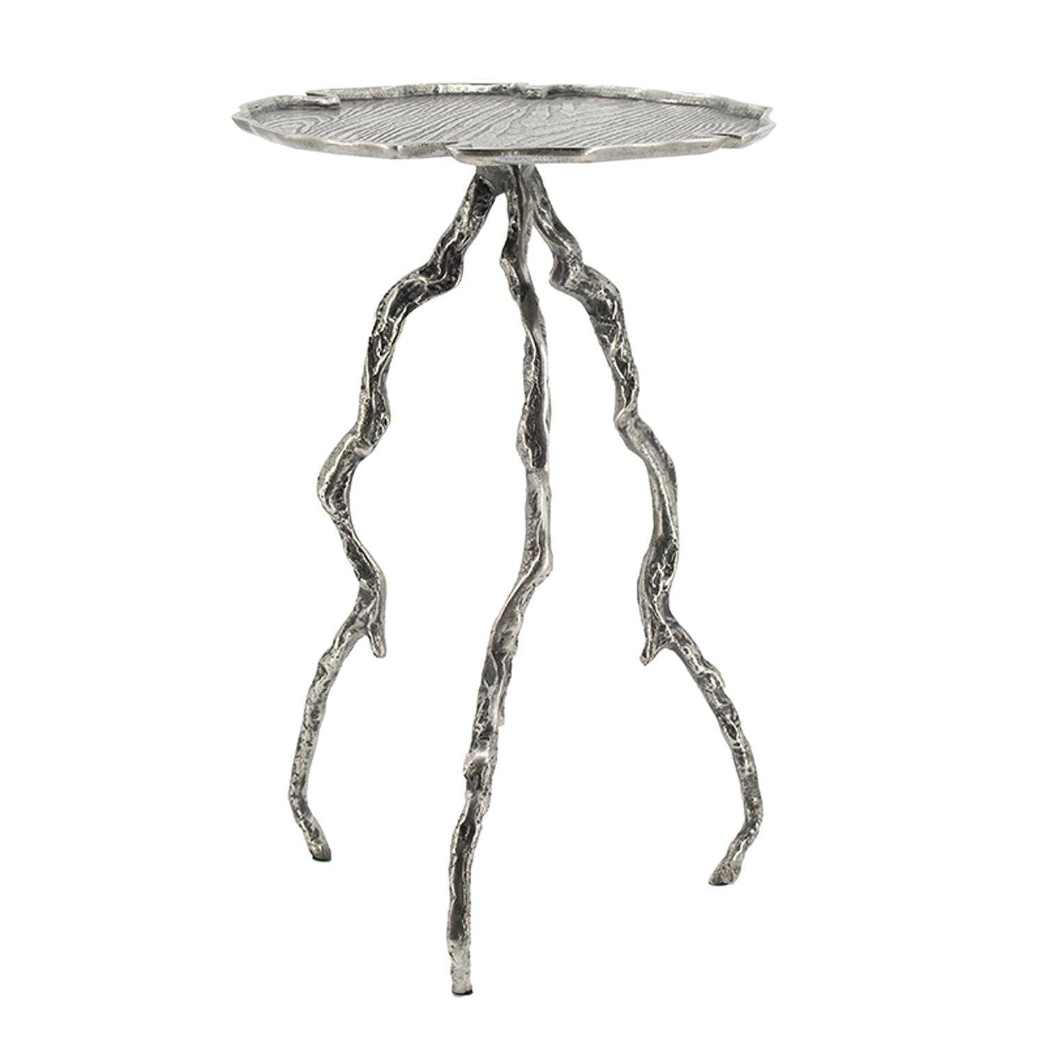 Vintage Silver Aluminum Round Side Table - 23.6