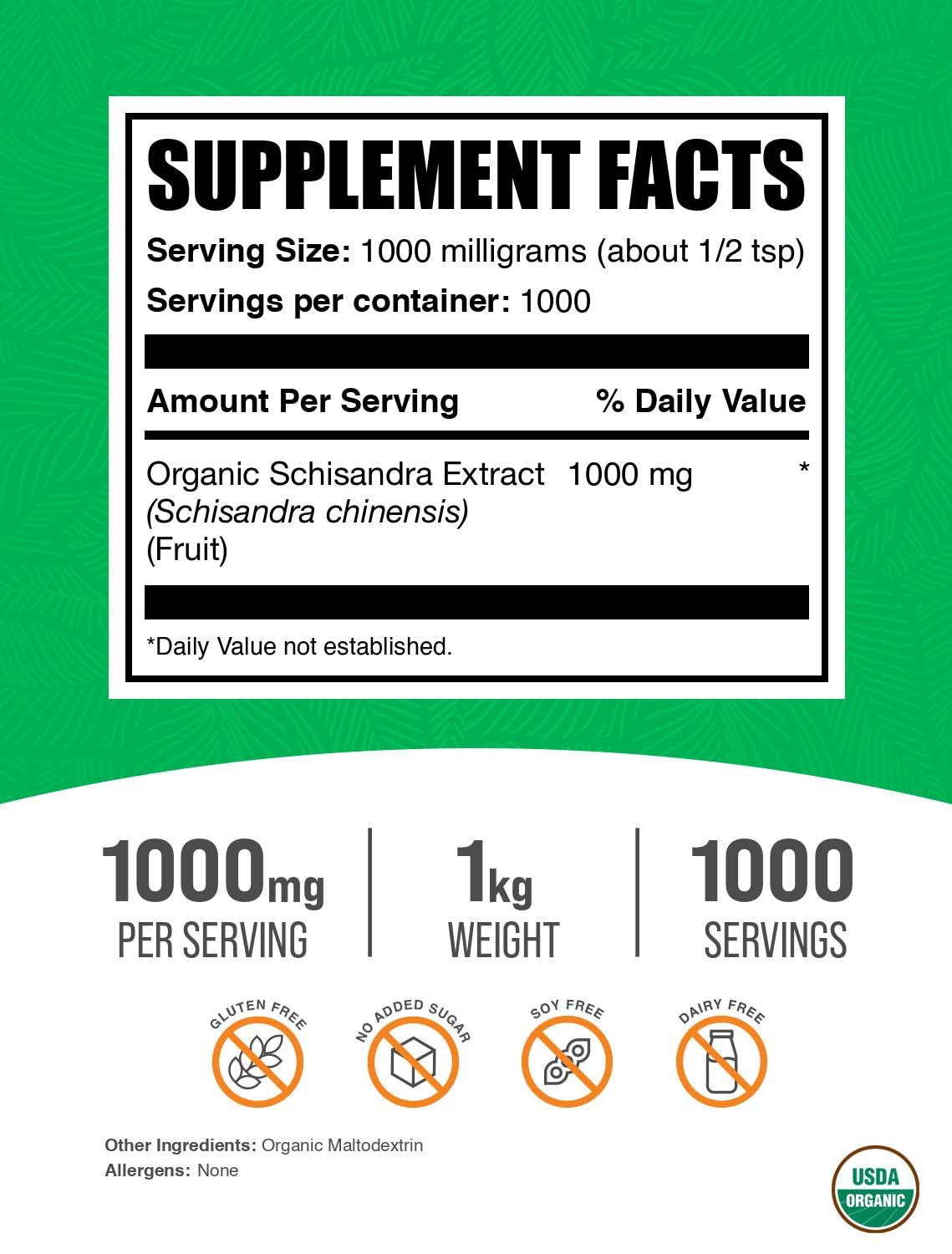 Organic Schisandra Extract Powder 1000mg per Serving - Gluten Free Herbal Supplement from Schisandra Berries - 1kg (2.2 lbs) Pack - Supports Energy, Focus & Stress Relief - Perfect for Smoothies, Teas & Wellness Routines