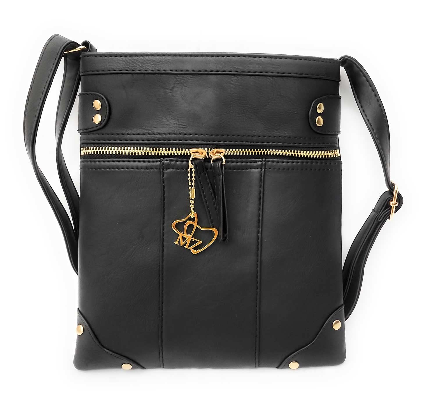 MariaKinz Genuine Leather Multi-Pocket Shoulder Sling Bag for Women - Stylish Crossbody Purse & Handbag for Work, Travel, and Everyday Use