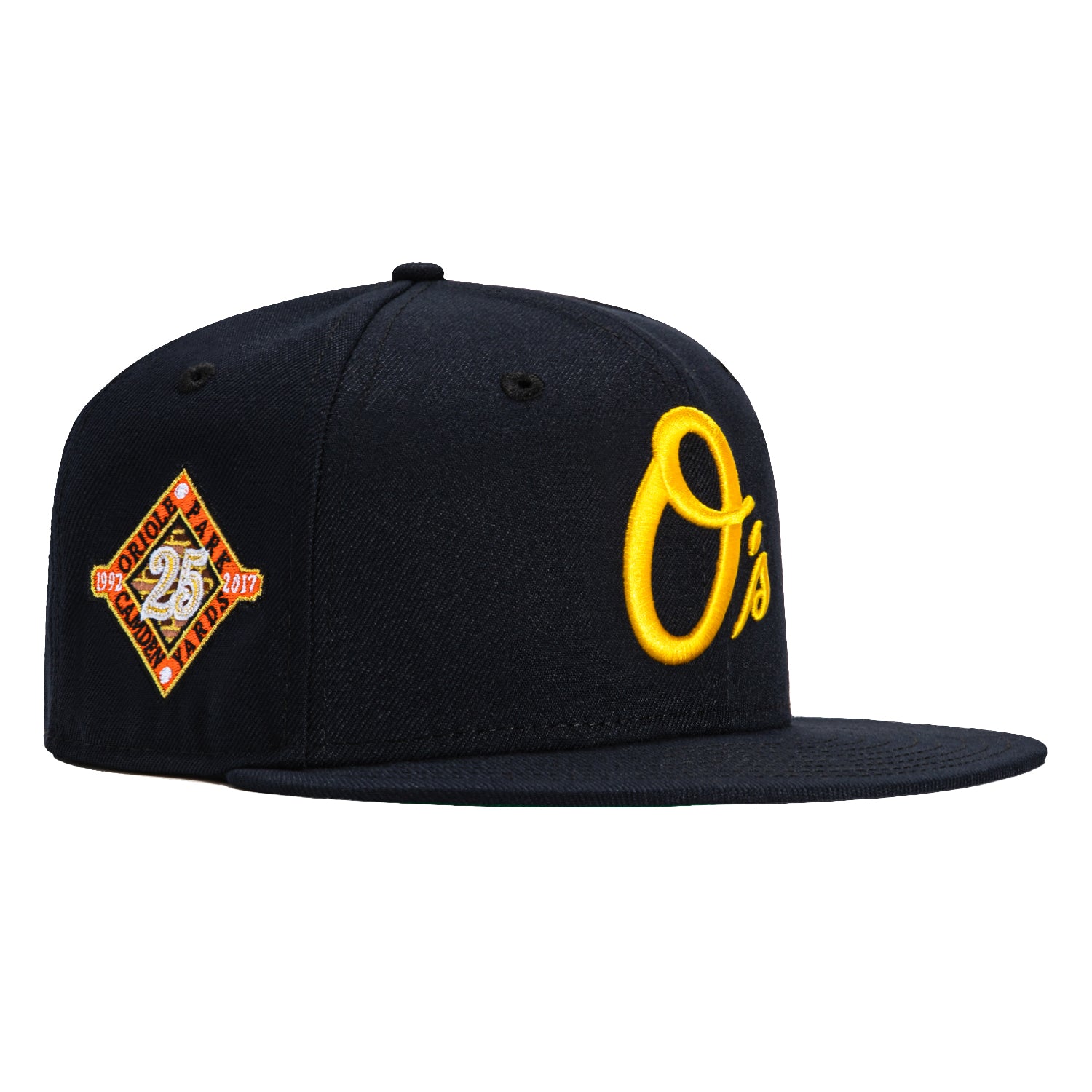 New Era 59Fifty Baltimore Orioles 25th Anniversary Alternate Hat - Navy & Gold with Stadium Patch | MLB Baseball Cap for Men | Game Day & Streetwear Fashion