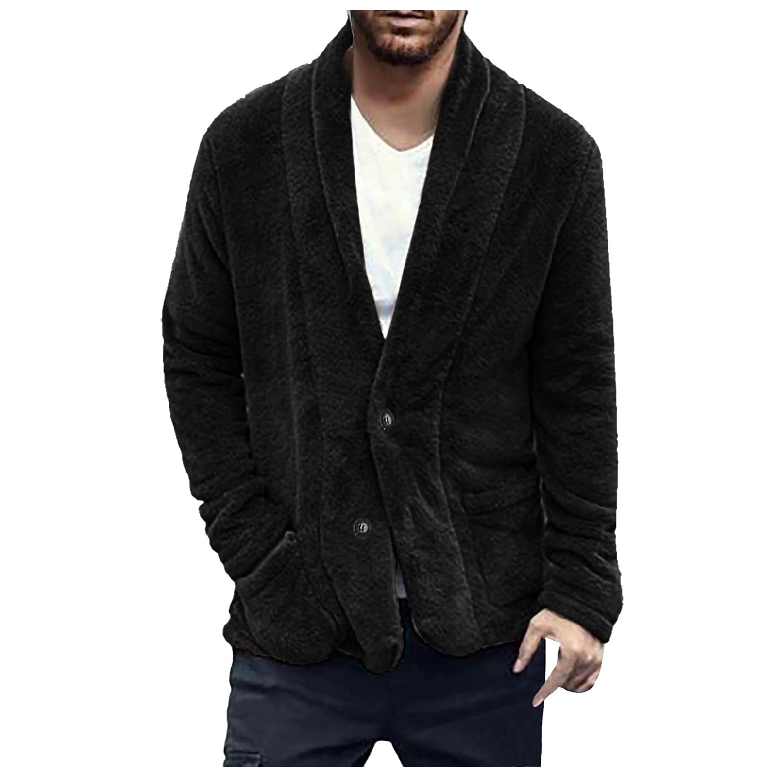 Men's Sherpa Lined Hoodie - Soft Fuzzy Pullover Sweatshirt with Front Pocket, Long Sleeve Winter Warm Fleece Jacket for Outdoor Sports & Casual Fall Wear