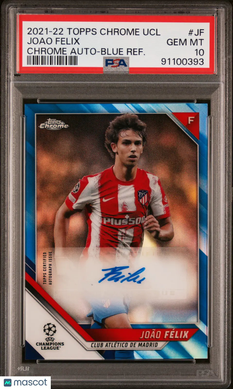 2021-22 Topps Chrome UEFA Champions League Joao Felix Blue Refractor Autograph Card #/150 - Rare Soccer Collectible for Fans & Card Investors