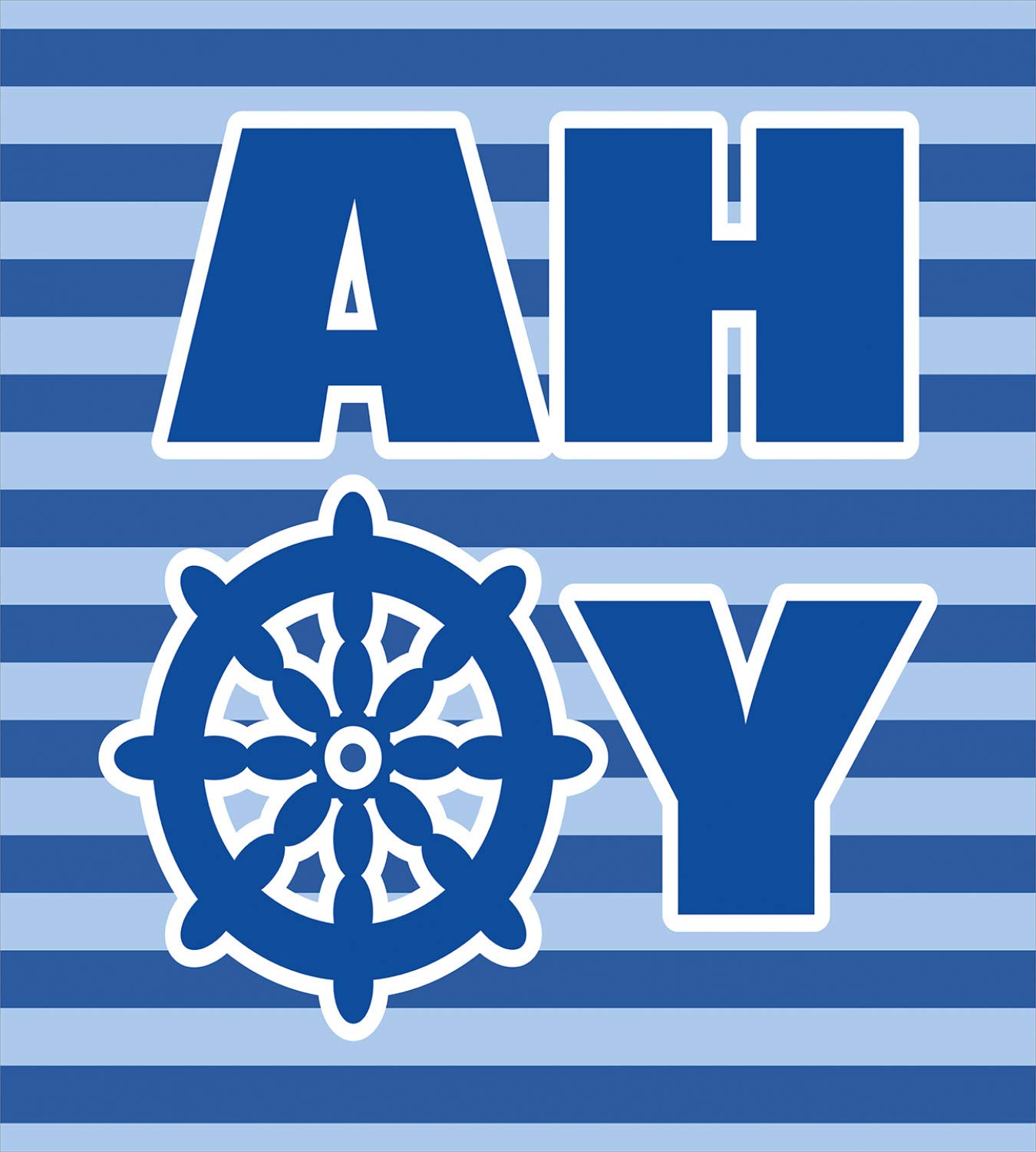Ahoy Nautical Wheel Striped Duvet Cover Set - 2 Pack Queen Size, Pale Blue White Blue | Modern Simplistic Bedding with 2 Duvet Covers & 4 Pillowcases | Perfect for Reveal Parties, Coastal Themed Bedrooms & Nautical Decor