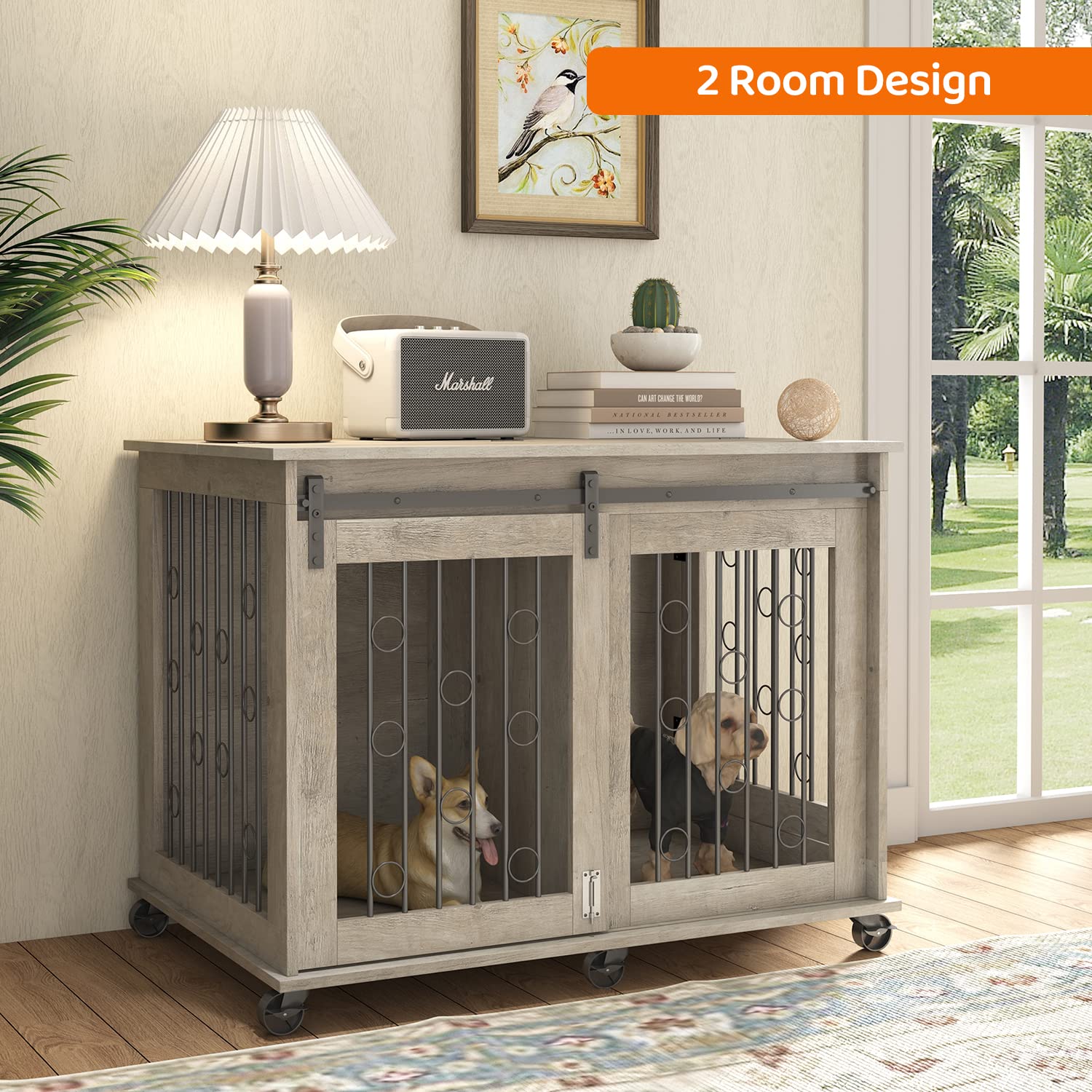 Large Wooden Dog Crate Furniture - 43.7