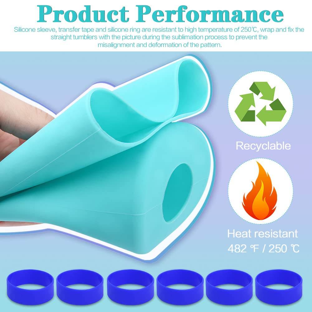 Heat Resistant Sublimation Tumblers Silicone Wraps Kit - 20 oz Skinny Straight Cup Wraps with Oven Safe Gloves & Transfer Tapes - DIY Custom Tumbler Design for Gifts, Promotions & Home Use