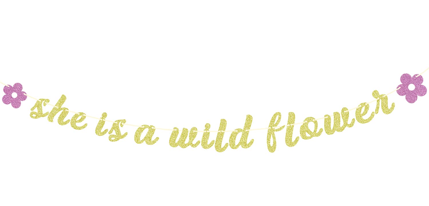 Wildflower Banner for Baby Girl - Welcome Sign for Baby Shower, Gender Reveal & Birthday Party Decorations | Floral Nursery Wall Decor, Newborn Celebration Backdrop
