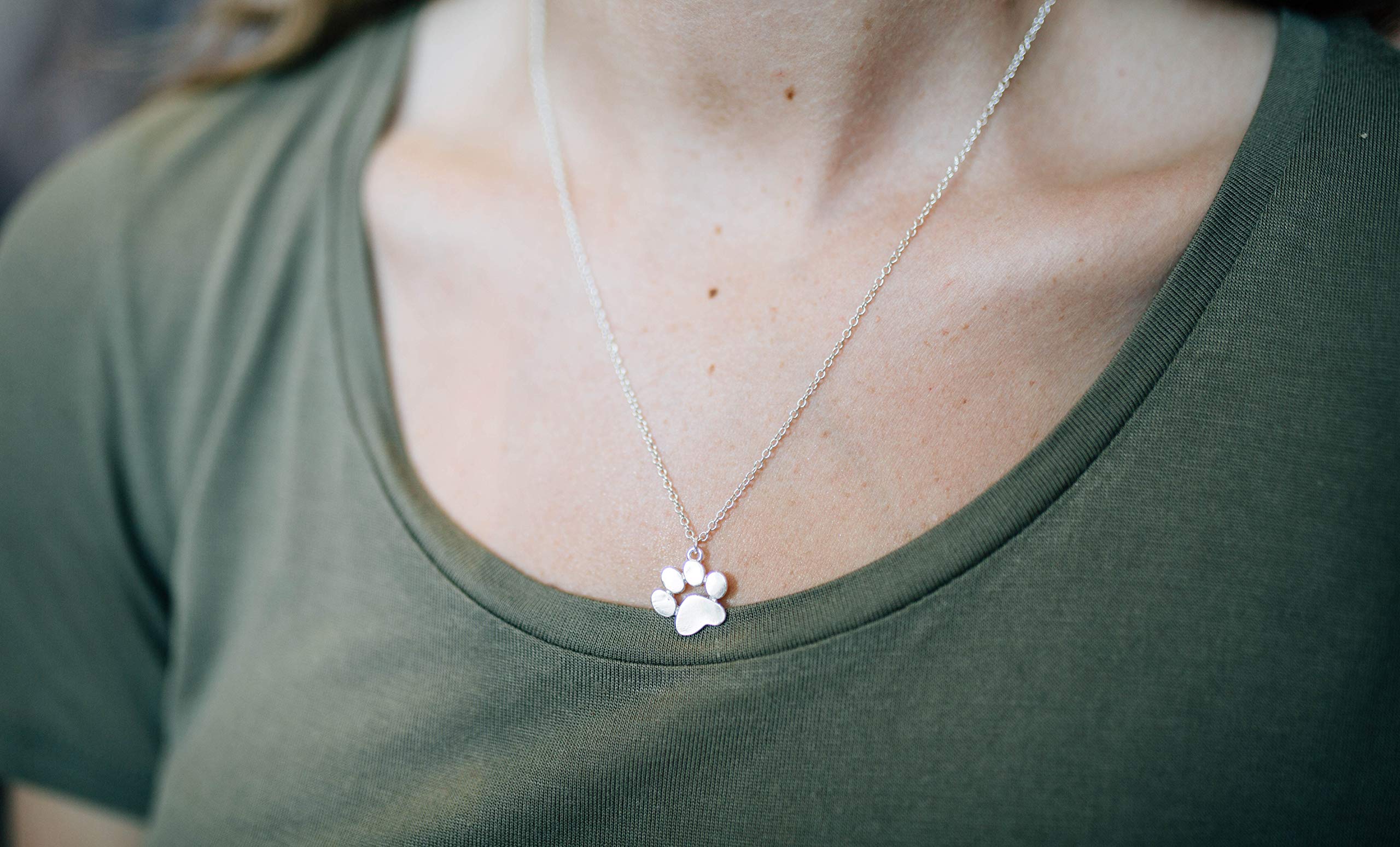 Rosa Vila Paw Print Necklace - Sterling Silver Dog Paw Pendant Necklace for Women, Pet Lover Jewelry Gift for Dog Moms - Perfect for Everyday Wear, Gifts & Special Occasions