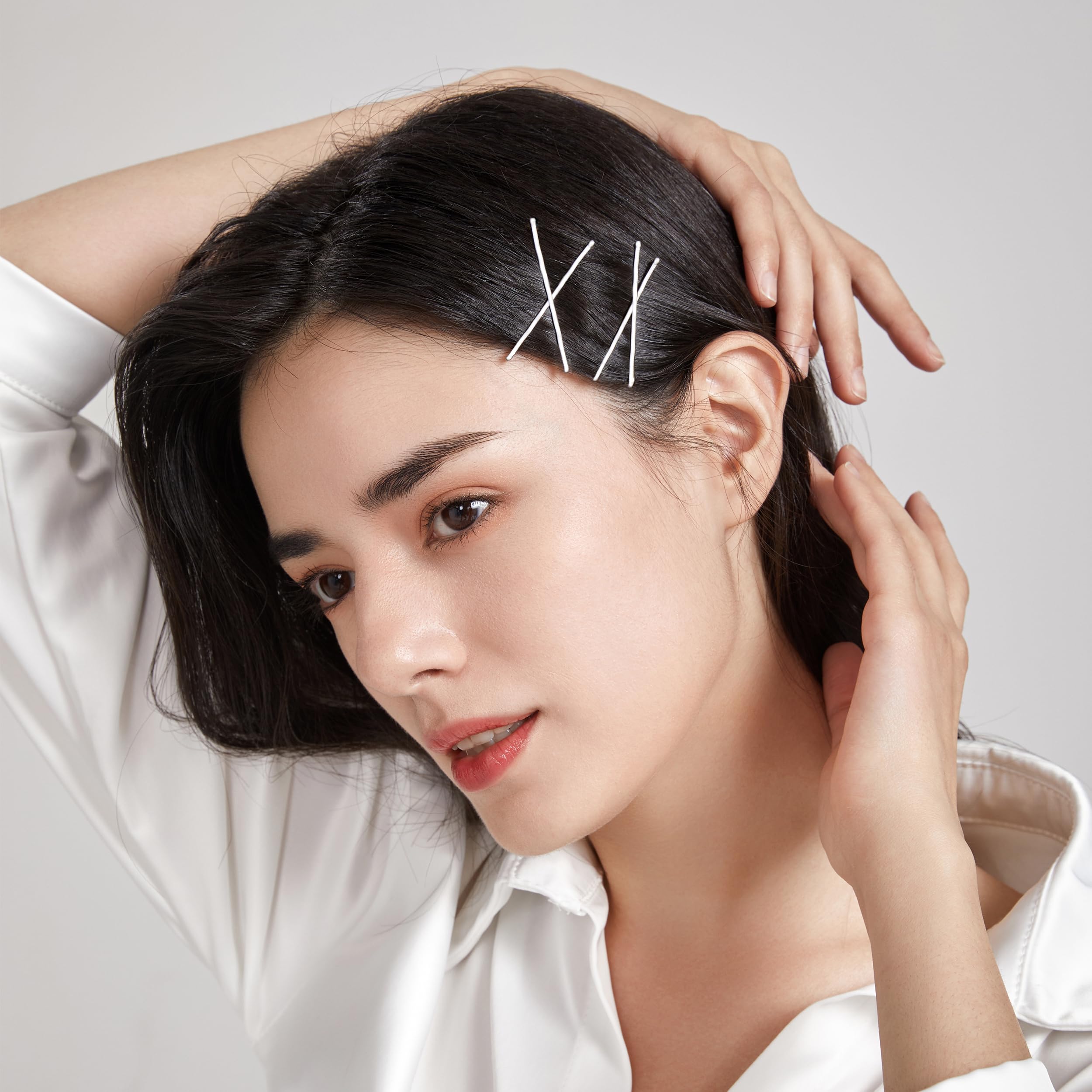 Dofash 5Waves Bobby Pins - 60 Count White & Gray Hairpins for Women (5CM/2IN) | Decorative Hair Accessories for Wedding, Party & Everyday Styling