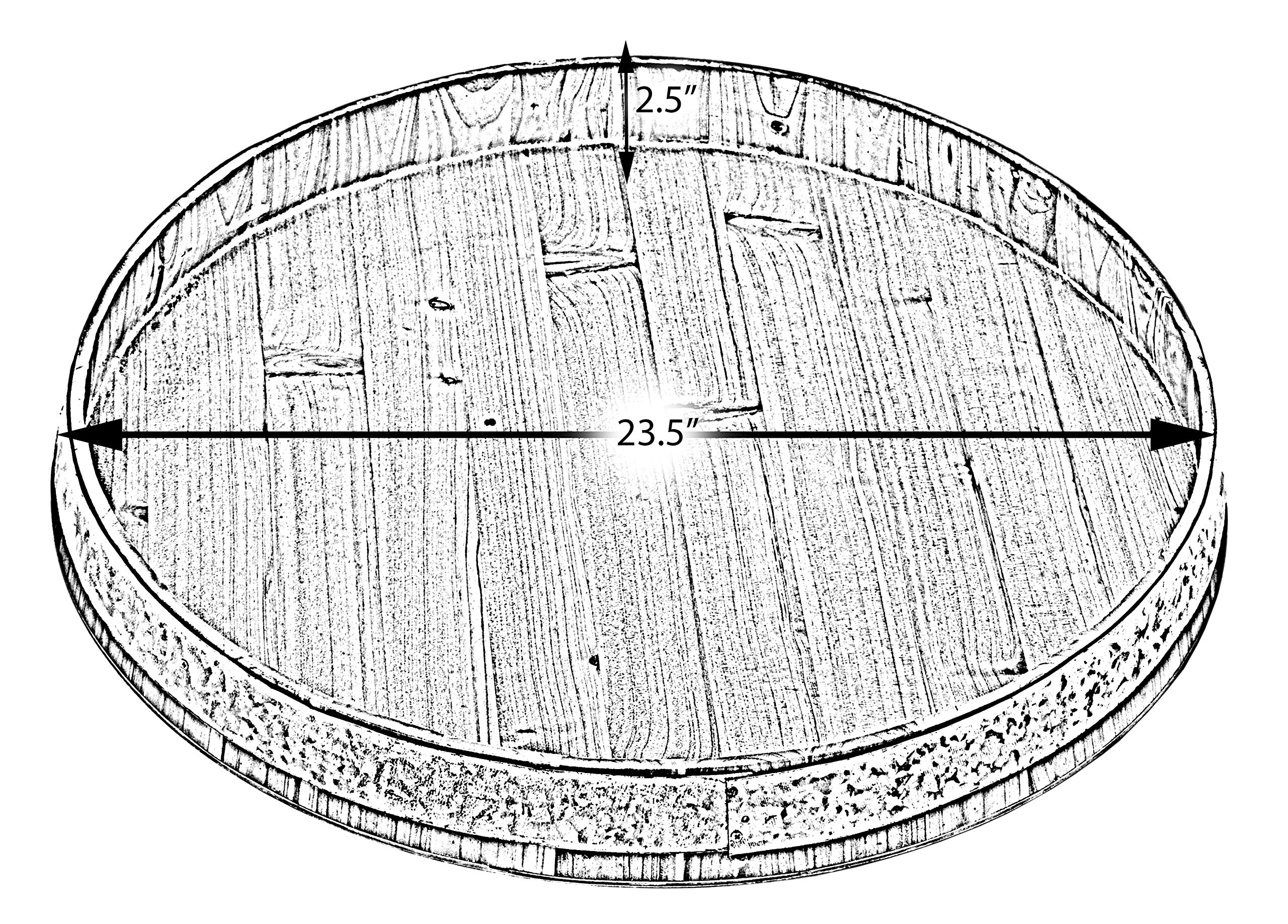 Large Wooden Barrel Head Decorative Serving Tray - Rustic Farmhouse Style Storage Tray for Home Decor, Kitchen Organization & Party Serving - Perfect for Wine Bottles, Fruits, Bread Display