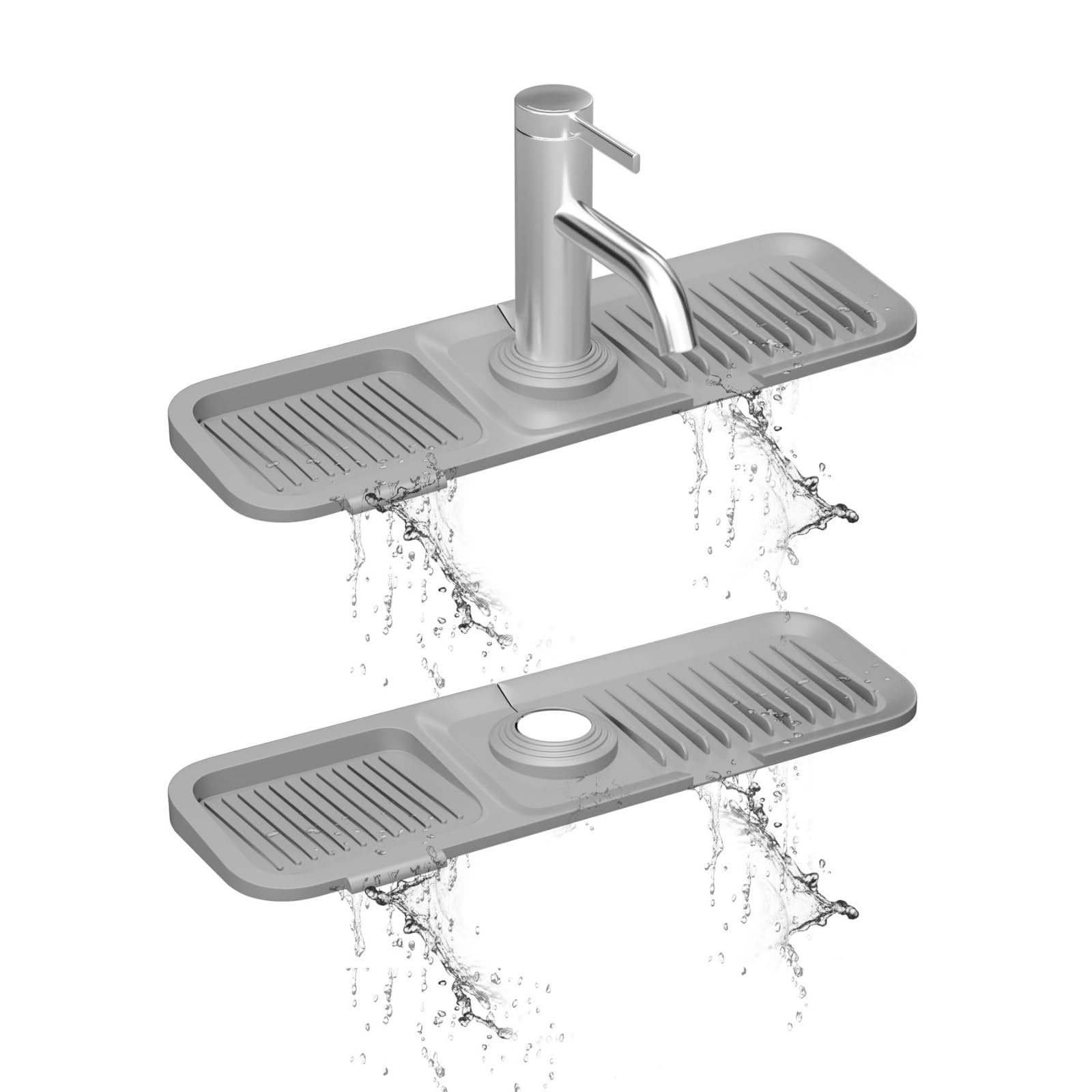 5° Sloped Silicone Kitchen Sink Splash Guard & Draining Mat - Luxury Faucet Protector for Effortless Dishwashing & Countertop Protection