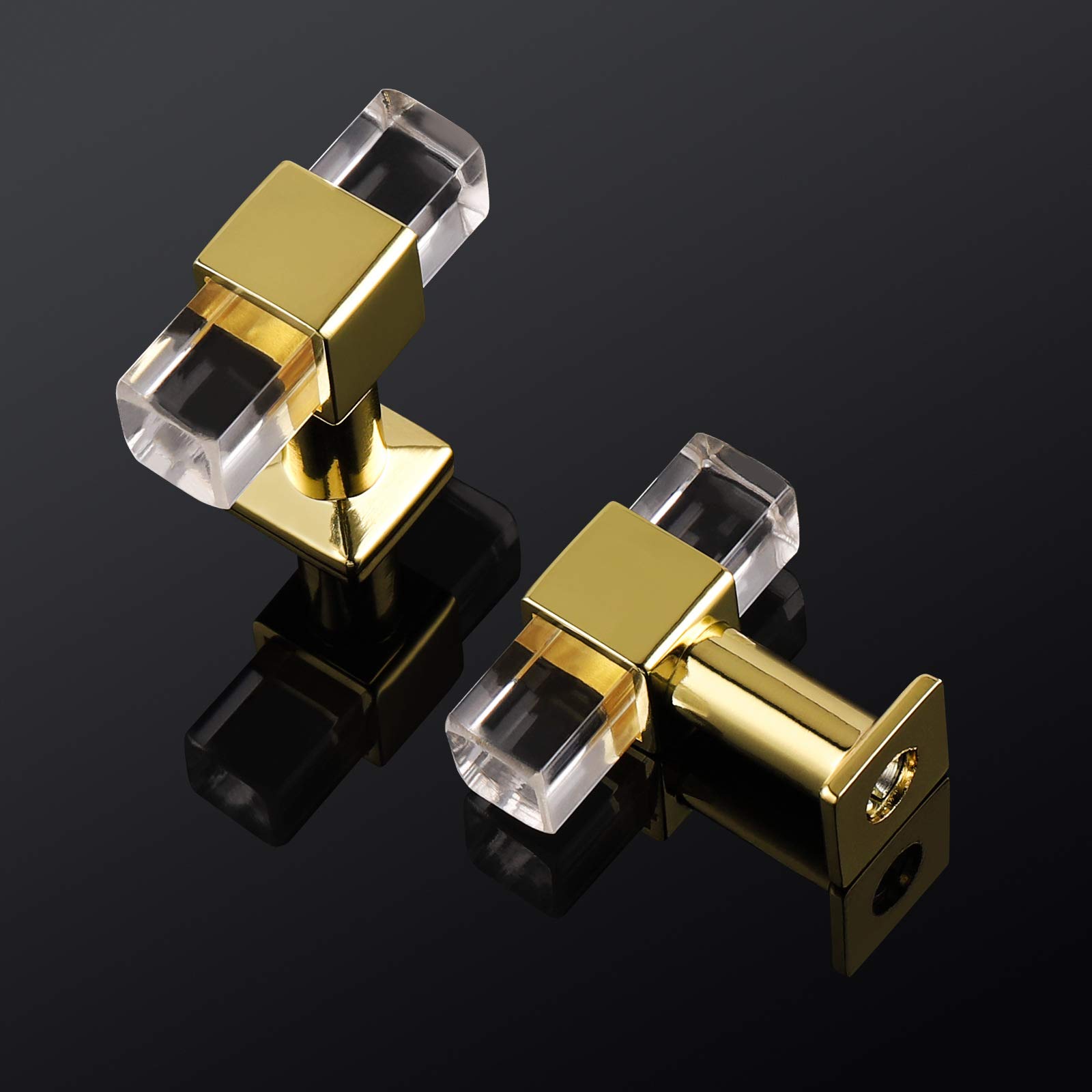 Mengico 20 Pack Gold Cabinet Knobs - Elegant Lucite Drawer Pulls with Crystal Handles for Kitchen Cabinets, Dressers & Furniture (Perfect for Home Renovation & DIY Projects)