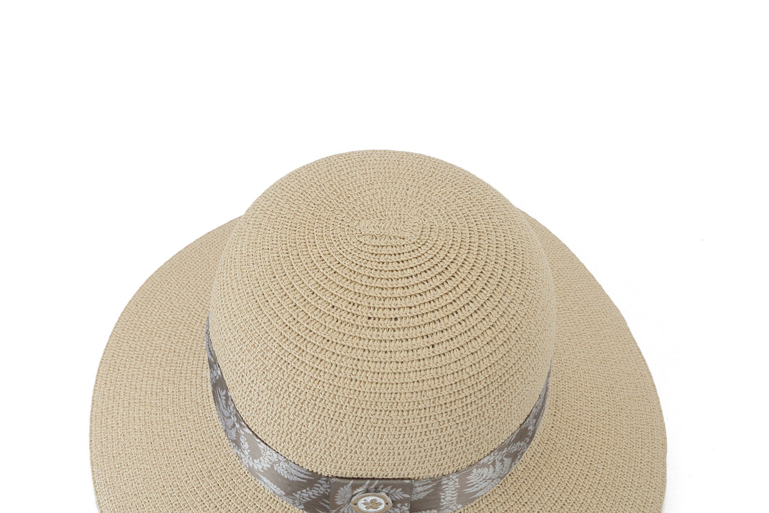 Elegant Beige Orchid Fern Lei Hat - Stylish Floral Headpiece for Women - Perfect for Weddings, Parties, and Tropical Vacations