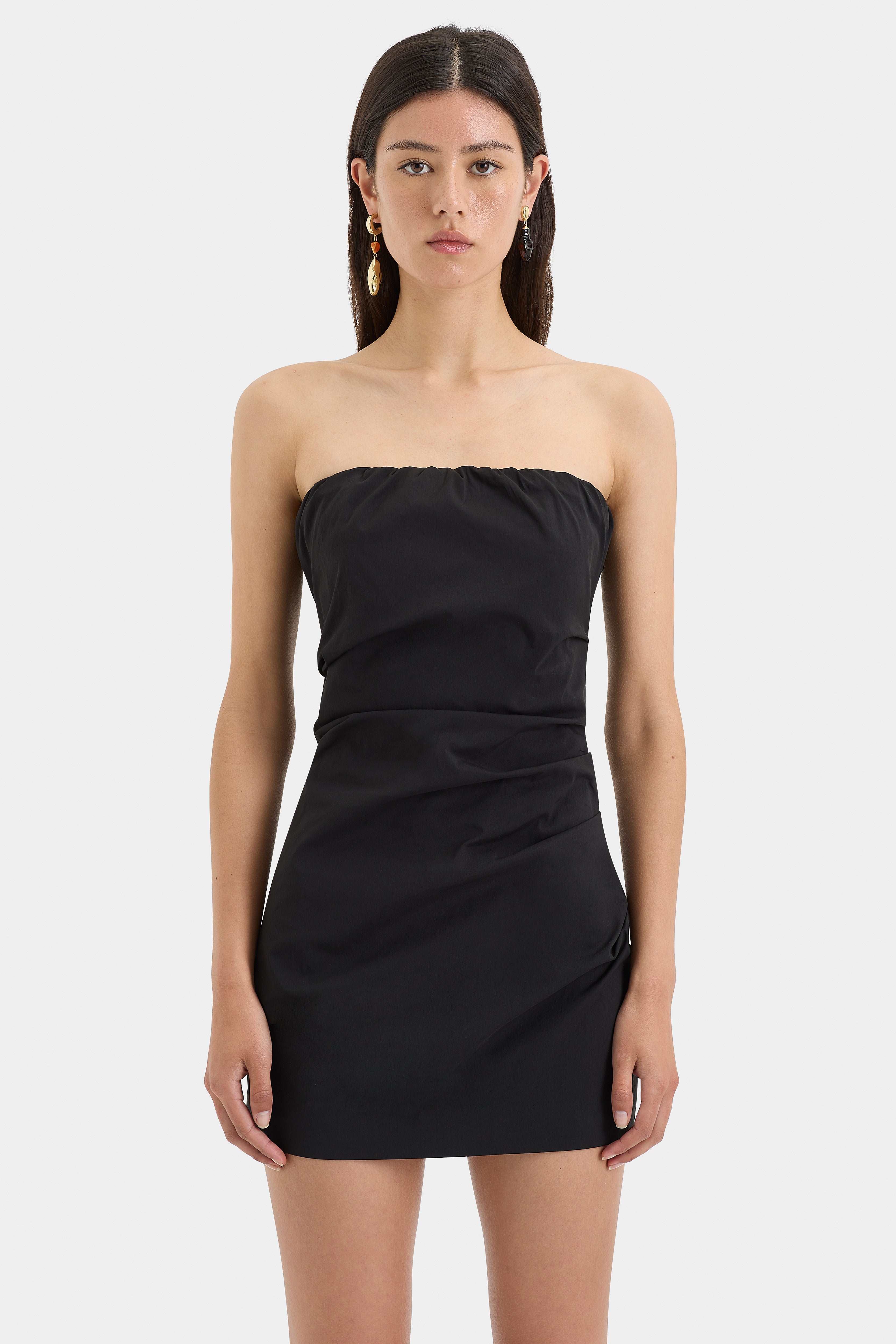 Carmen Draped Mini Dress for Women - Elegant Party & Evening Wear - Sexy Bodycon Cocktail Dress for Night Out, Club, Date Night