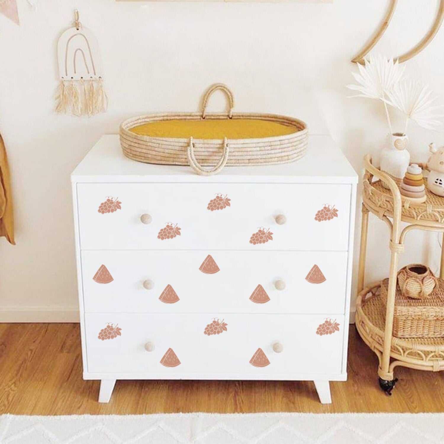 Boho Chic Pink Watermelon Wall Decals - Self-Adhesive Vinyl Stickers for Home, Nursery & Kids Room Decor - Perfect for Bedroom, Living Room & Dormitory Wall Art