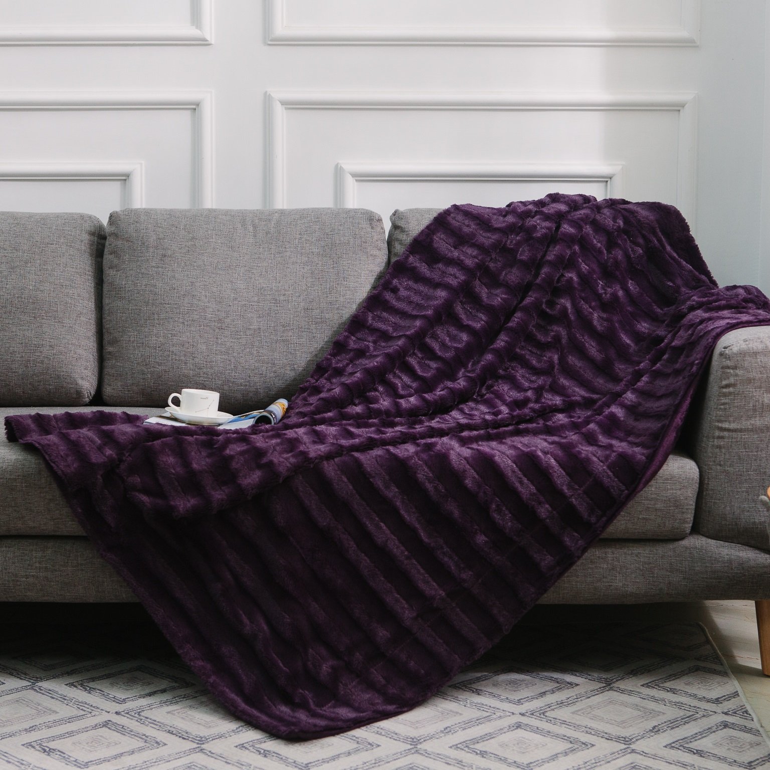 Cheer Collection Faux Fur Blanket - Ultra Soft Luxury Throw Blanket for Couch, Bed & Sofa (108