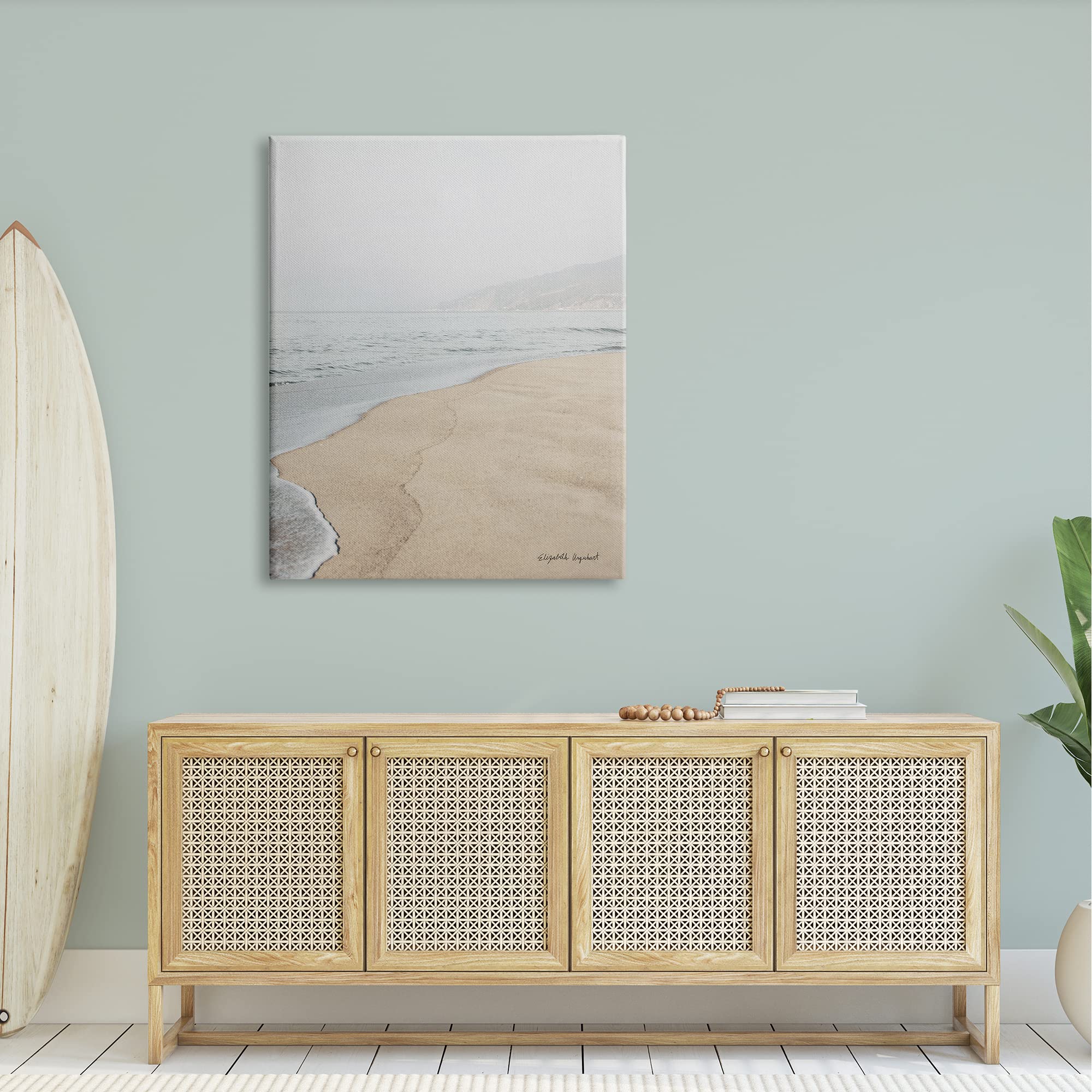 Stupell Industries Foggy Sky Beach Shoreline Landscape Wall Art - Coastal Decor Illustration by Elizabeth Urquhart - Perfect for Living Room, Bedroom & Office Decor