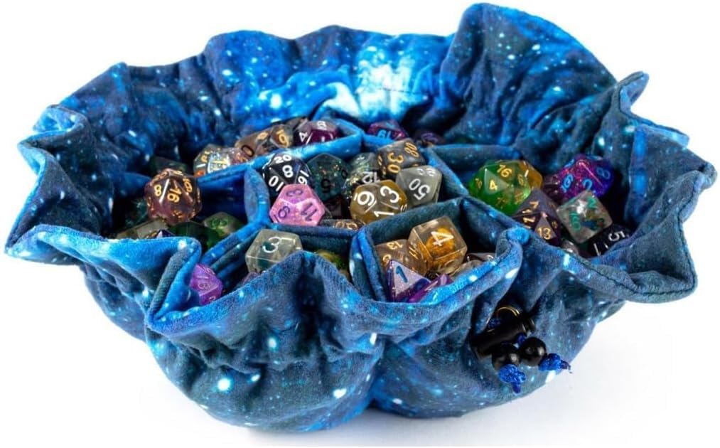 Premium Velvet Dice Bag with Multiple Pockets - Galaxy Print RPG Dice Organizer for Dungeons & Dragons, Pathfinder, MTG - Perfect for Tabletop Gaming & Travel Accessories