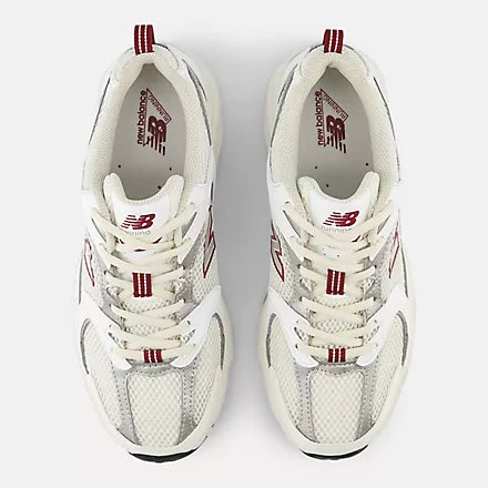 530 Sneakers for Men & Women - Sea Salt, White & Mercury Red Colorway - Comfortable Casual Shoes for Running, Walking & Everyday Wear