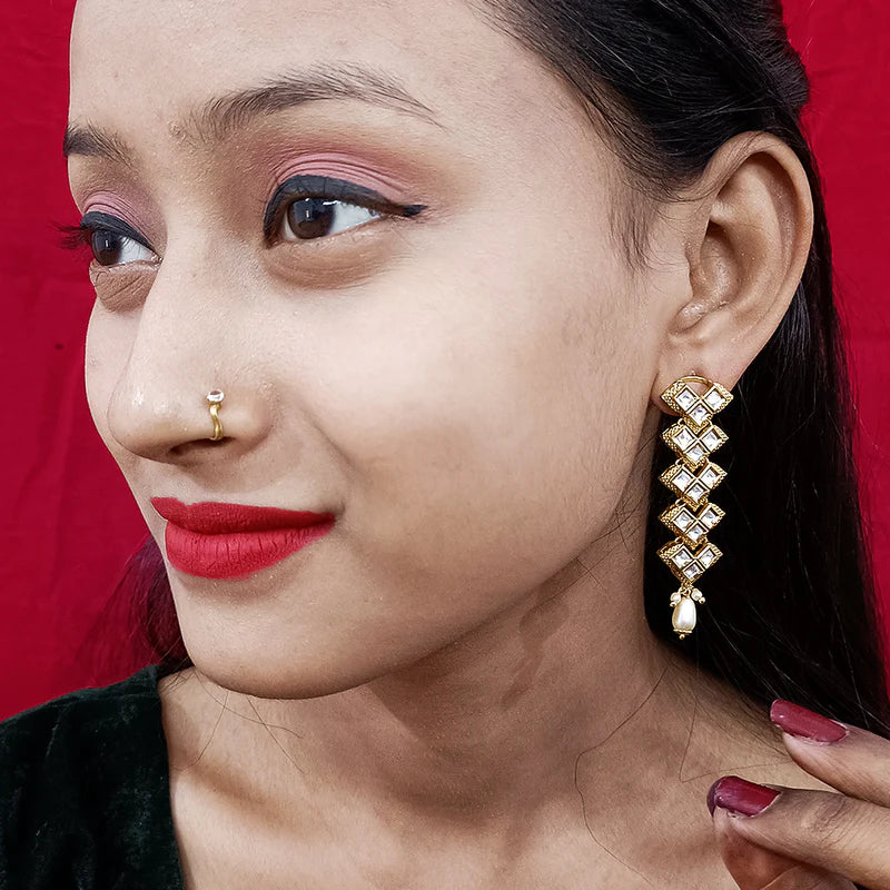 Exquisite Kundan Contemporary Earrings (E201) – Handcrafted Indian Jewelry for Women, Perfect for Weddings, Parties & Special Occasions