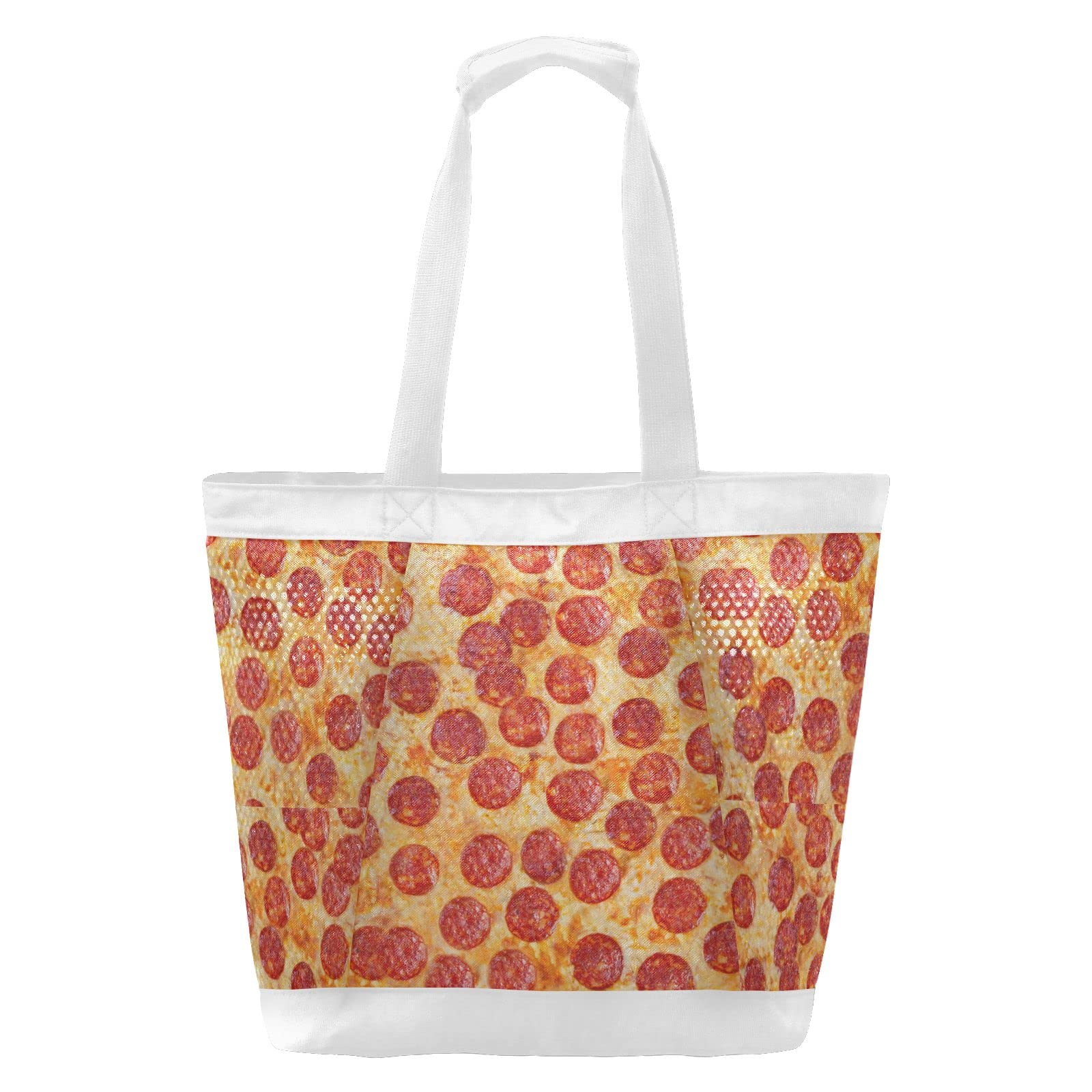 **J JOYSAY Large Lightweight Mesh Beach Tote Bag for Women - Waterproof Gym Bag for Pool, Sports, Travel & Shopping - Durable Pepperoni Pizza Design**