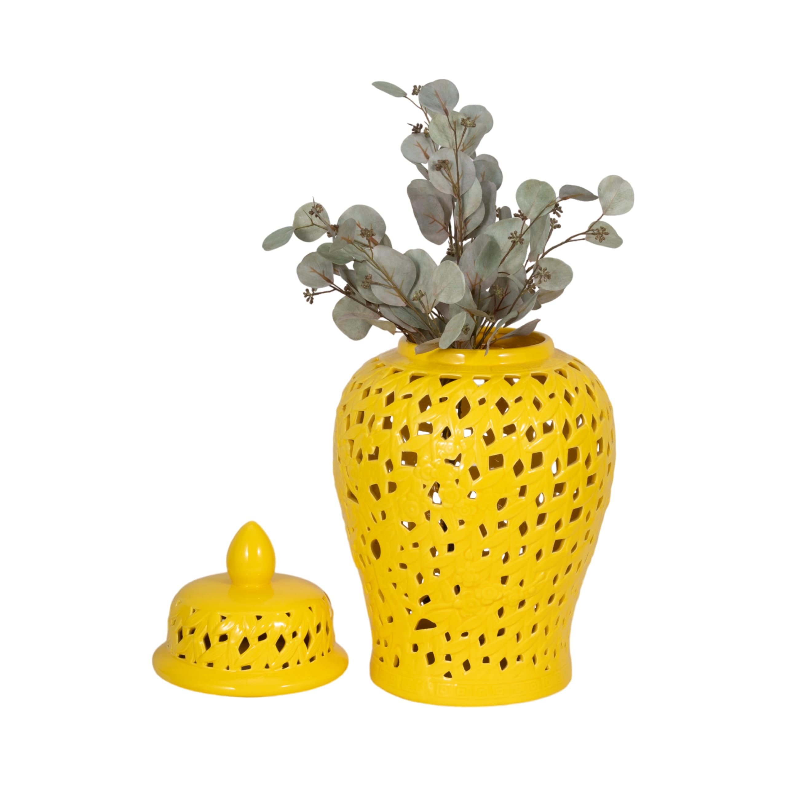 Sagebrook Home Ceramic Cutout Vase - Elegant Decorative Jar for Living Room, Bedroom, Bathroom | Perfect for Floral Arrangements, Candle Holders & Home Decor Accents