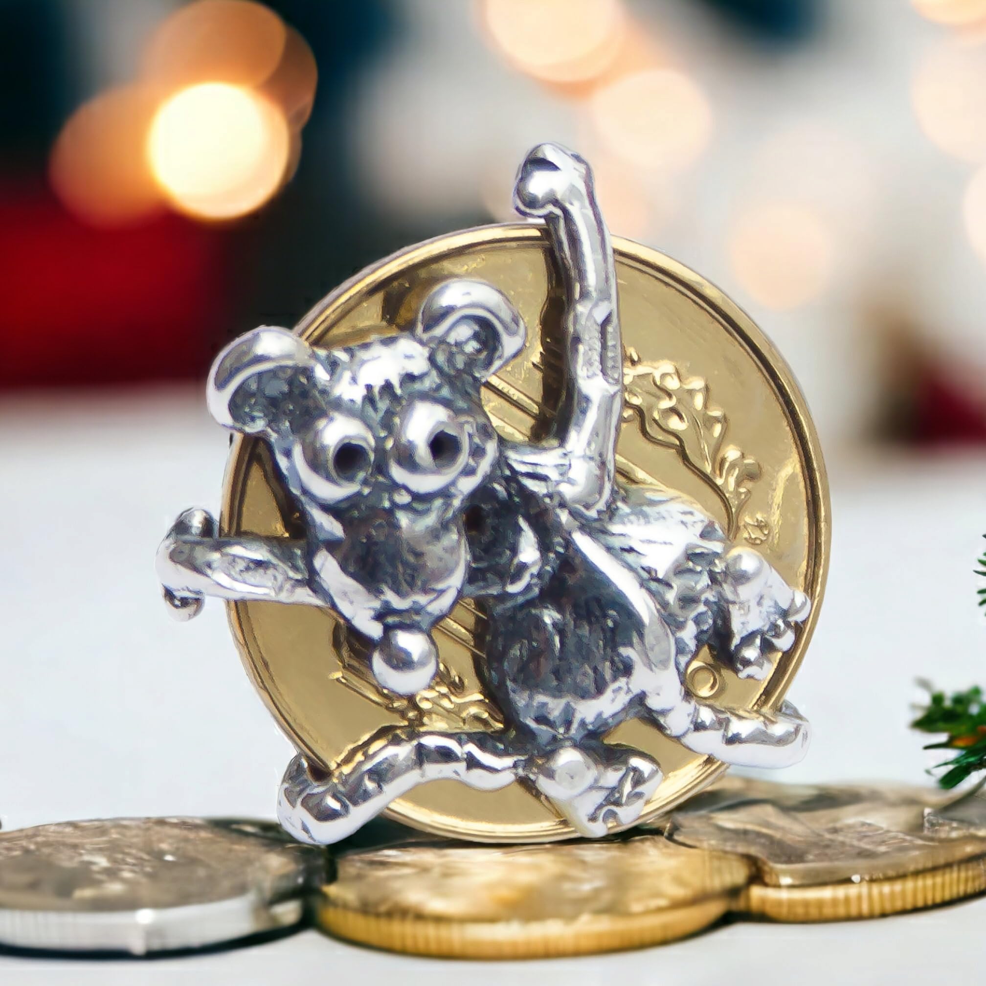 925 Sterling Silver Money Attract Amulet Charm - Cute Mouse Rat Coin Pendant for Wallet & Purse - Wealth Abundance Talisman Jewelry Gift | Perfect for Feng Shui, Good Luck Collection & Everyday Carry Accessory
