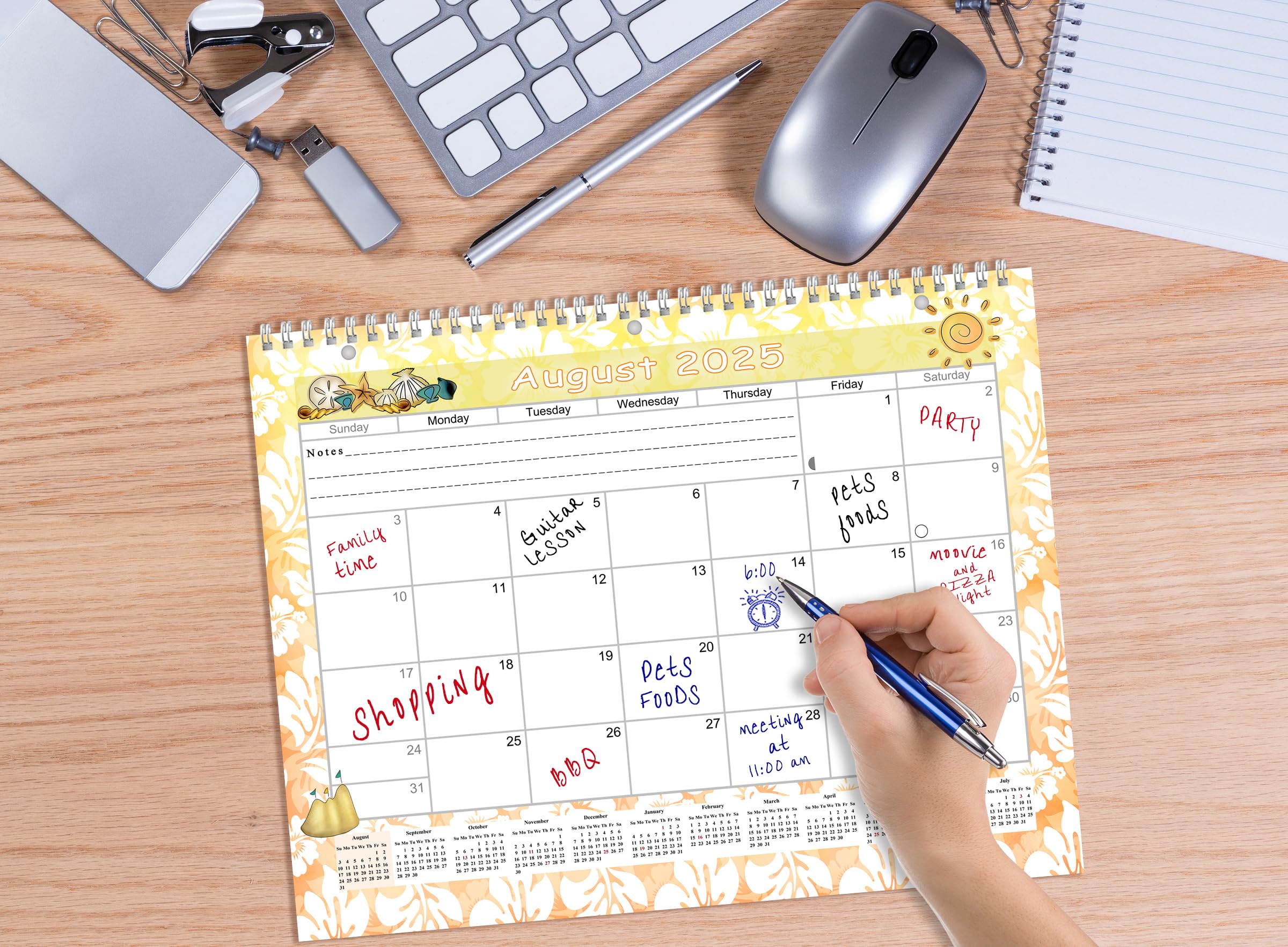 2025-2026 Academic Year 12-Month Wall & Desk Calendar Planner with 3-Ring Binder - Perfect for Students, Teachers & School Organization | Classroom, Home Office & Study Planning Tool