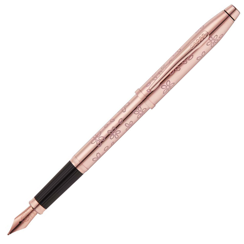 Cross Century II Fountain Pen - Rose Gold Plated with Cherry Blossom Design - Premium Writing Instrument for Gifts, Collectors & Everyday Use