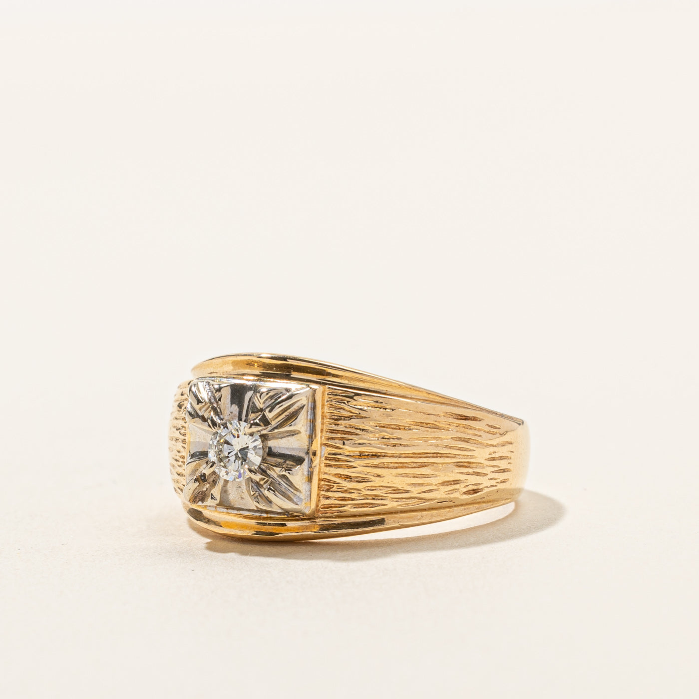 Diamond Textured Claw Set Band Ring - 0.16ct Genuine Diamond Ring - Size 8.75 - Perfect for Engagement, Wedding, Anniversary & Everyday Jewelry Gift