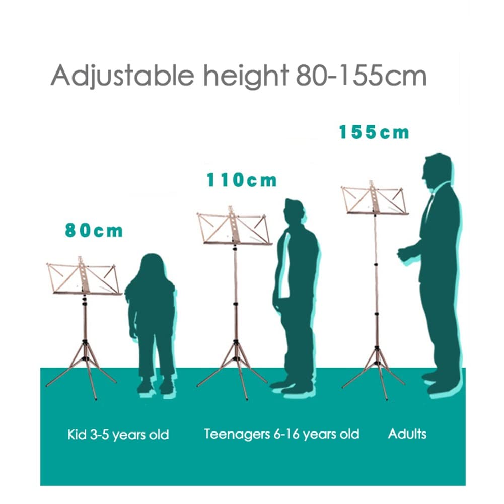 Lightweight Portable Sheet Music Stand - Foldable Aluminum Music Holder for Adults & Kids with Carrying Bag | Perfect for Piano, Violin, Guitar Practice & Band Rehearsals