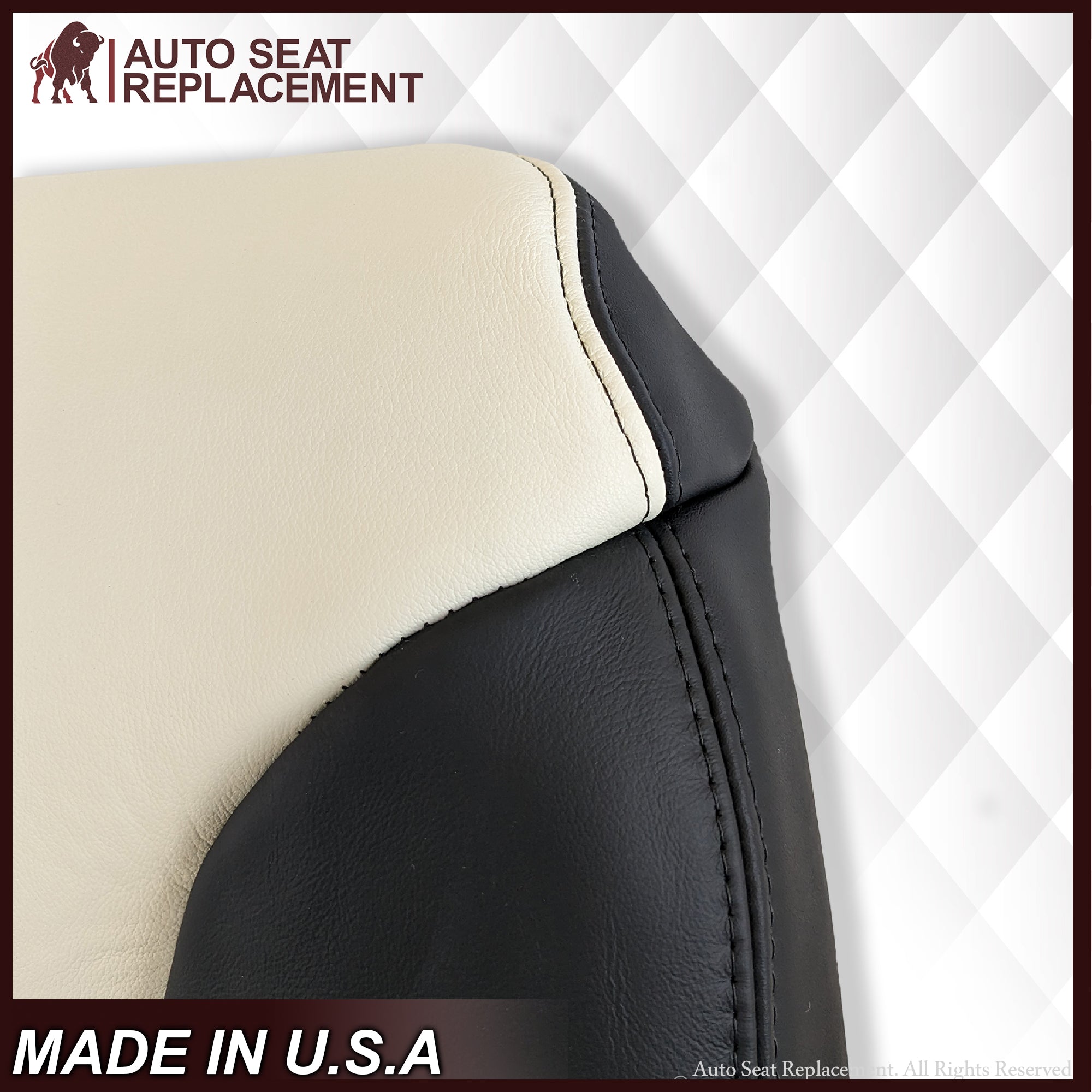 1995-1999 Chevy Tahoe Suburban Silverado Custom Fit Seat Covers - Premium Leather or Vinyl - White & Black - Perfect for Road Trips & Daily Commutes